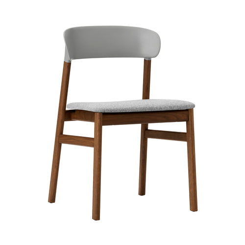 Herit Chair: Upholstered + Smoked Oak + Grey + Synergy Grey