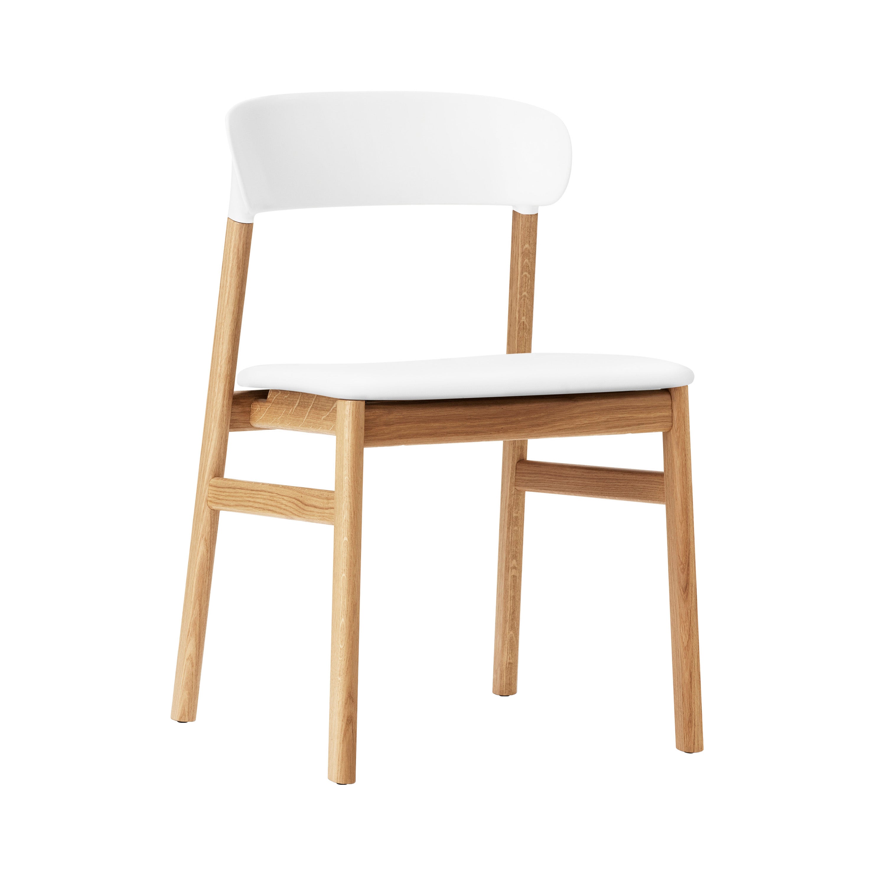 Herit Chair: Upholstered + Oak + Spectrum Leather White