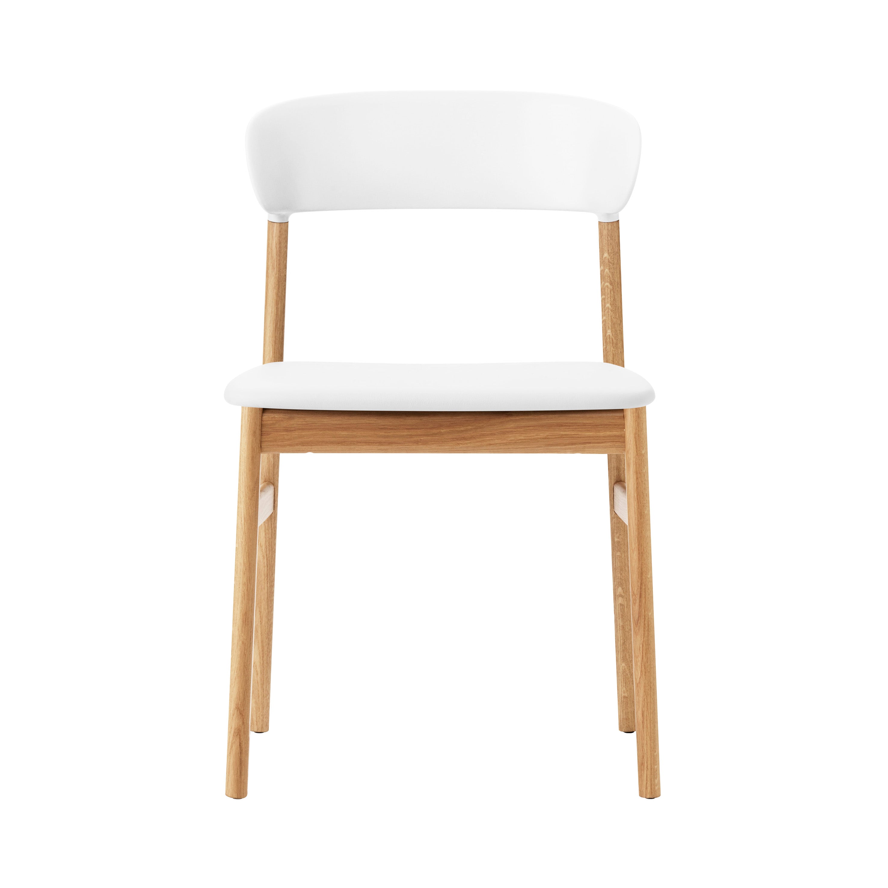 Herit Chair: Upholstered + Oak + White + Spectrum Leather White
