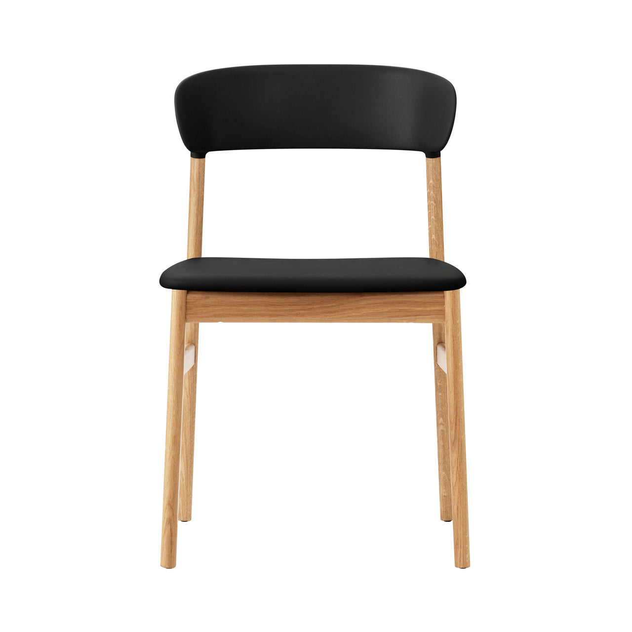 Herit Chair: Upholstered + Oak + Black + Spectrum Leather Black