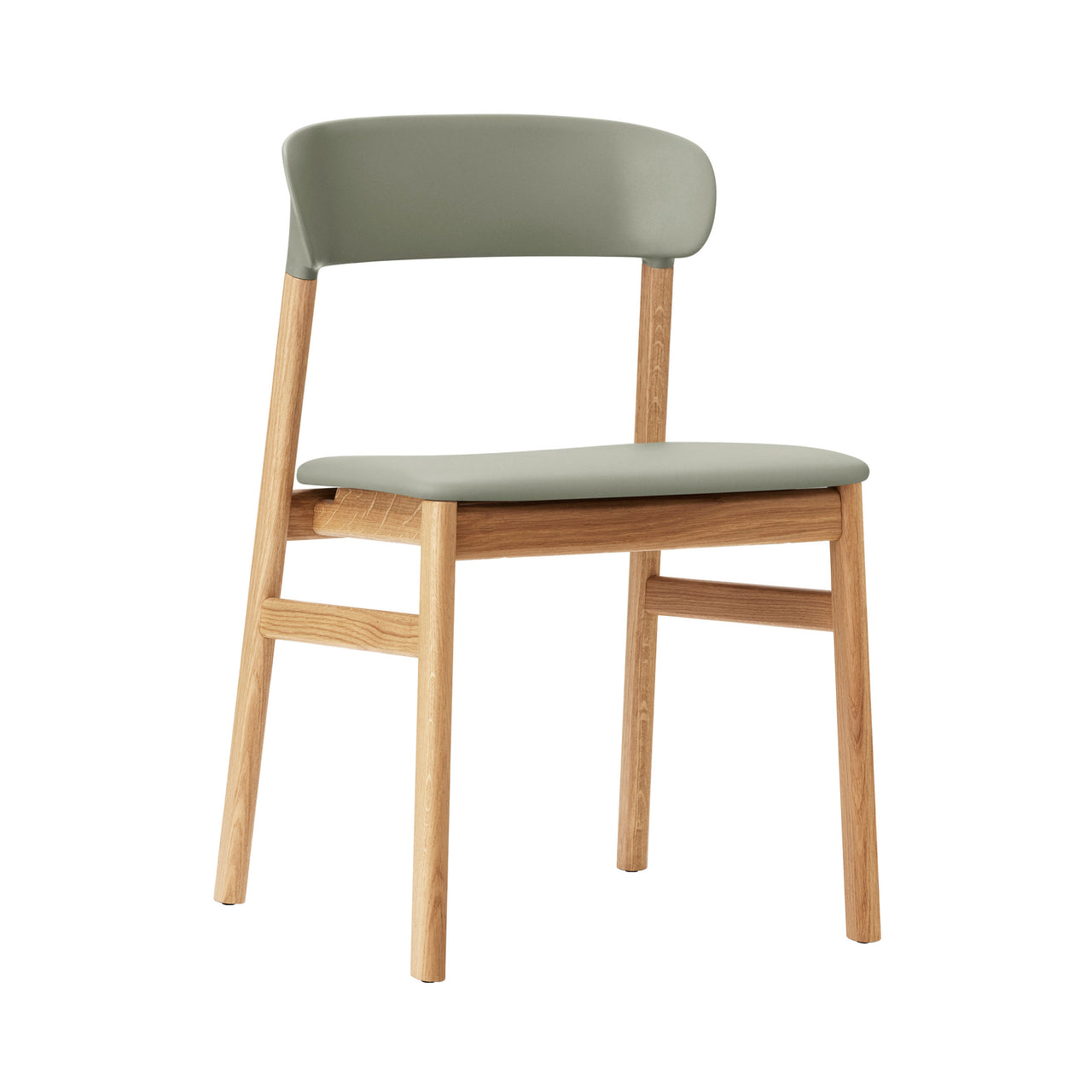 Herit Chair: Upholstered + Oak + Spectrum Leather Dusty Green