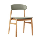 Herit Chair: Upholstered + Oak + Spectrum Leather Dusty Green