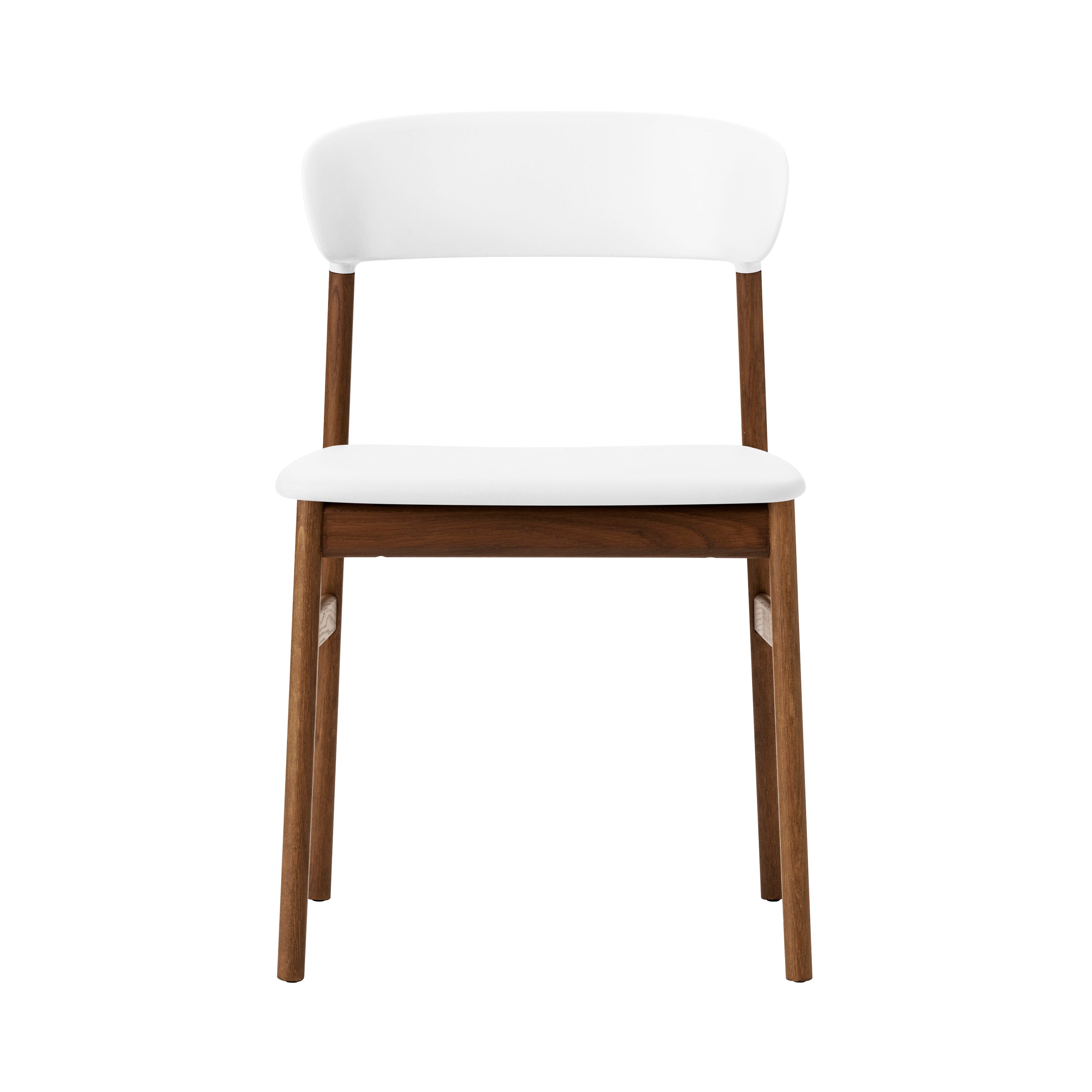 Herit Chair: Upholstered + Smoked Oak + White + Spectrum Leather White