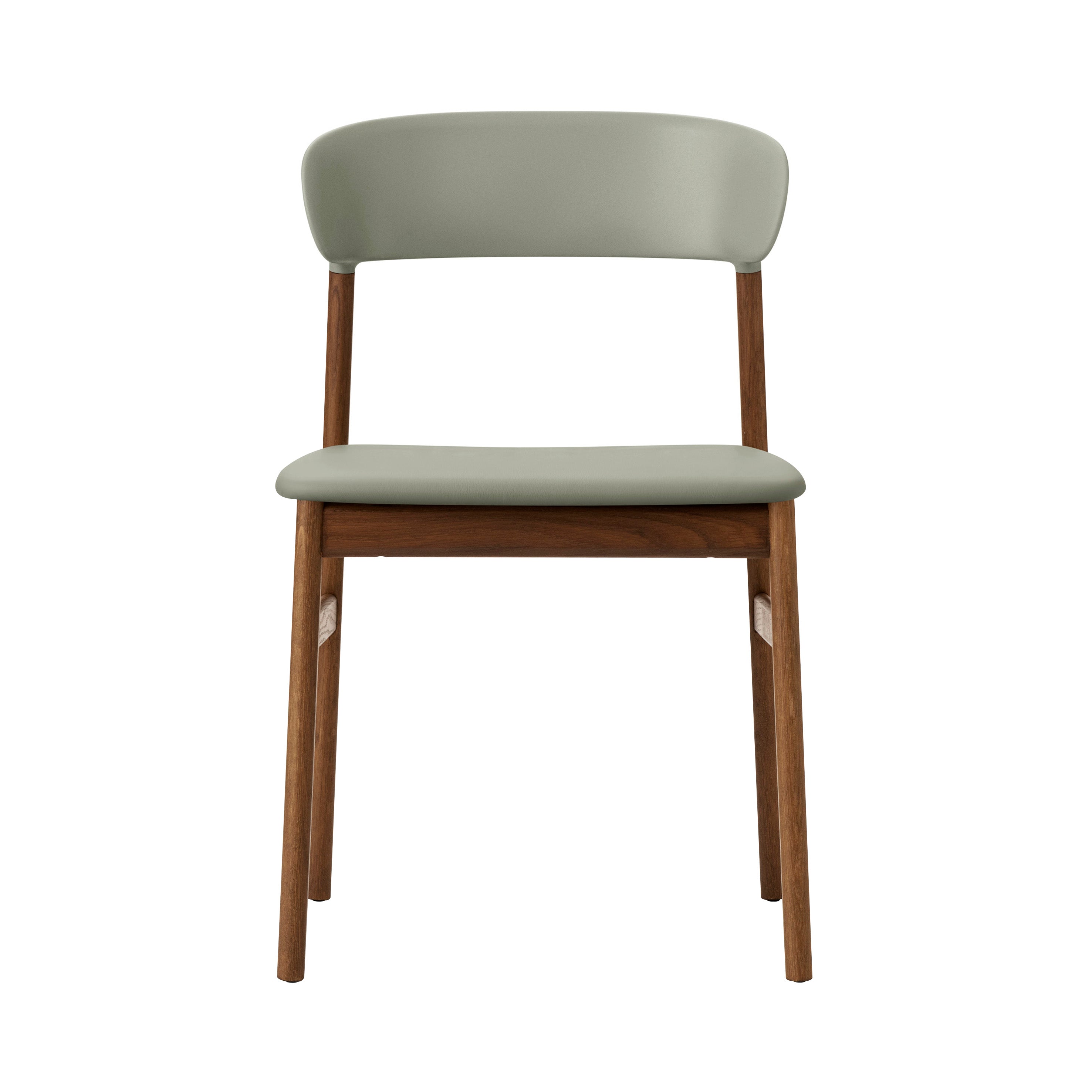 Herit Chair: Upholstered + Smoked Oak + Dusty Green + Spectrum Leather Dusty Green