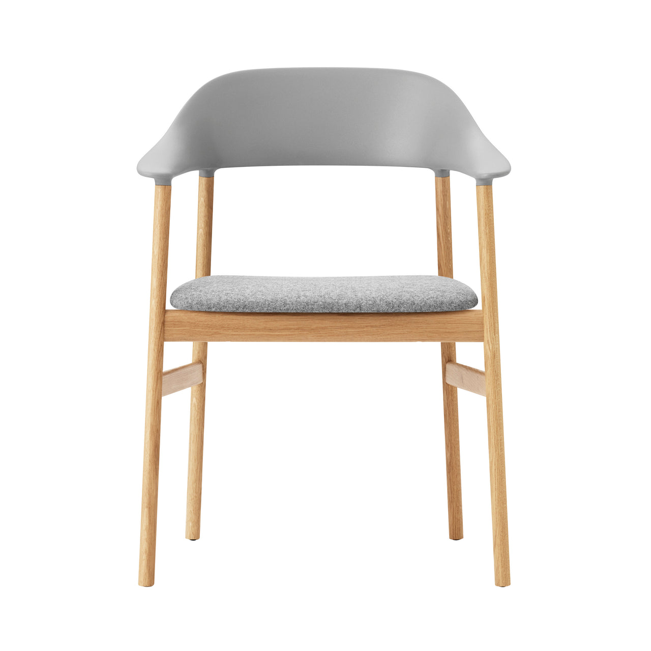 Herit Armchair: Upholstered + Oak + Grey + Synergy Grey