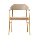 Herit Armchair: Upholstered + Oak + Sand + Synergy Sand