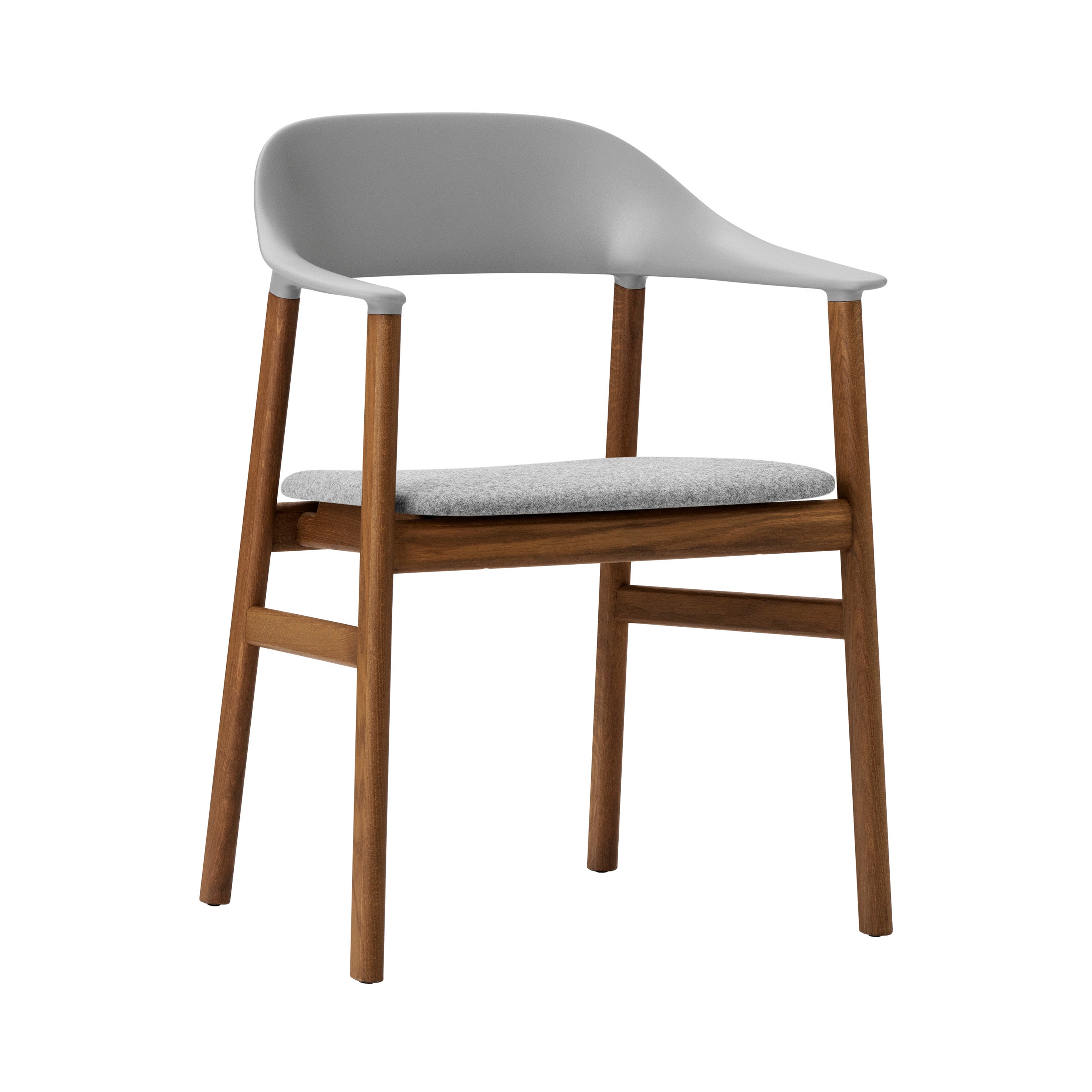 Herit Armchair: Upholstered + Smoked Oak + Synergy Grey