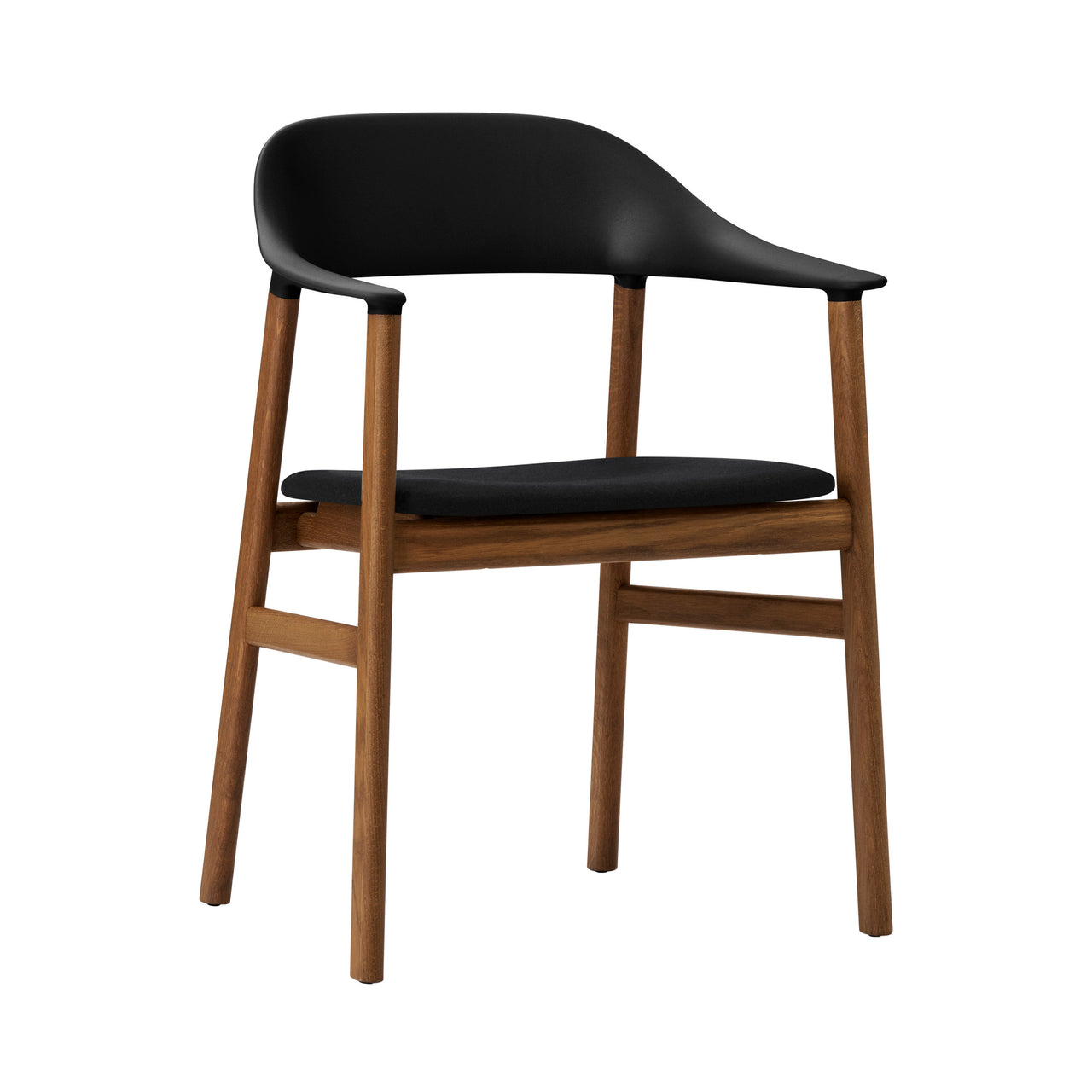 Herit Armchair: Upholstered + Smoked Oak + Synergy Black