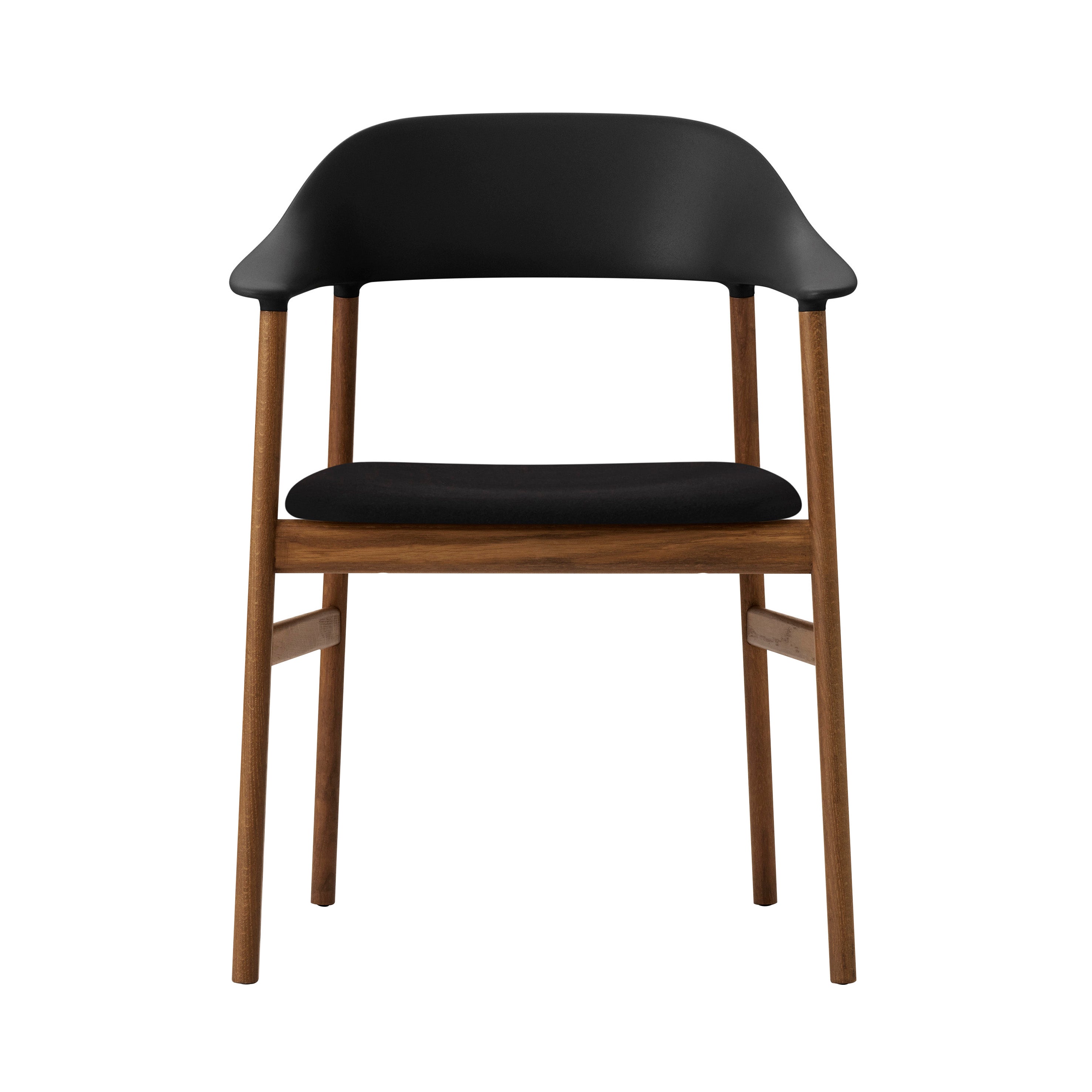 Herit Armchair: Upholstered + Smoked Oak + Black + Synergy Black