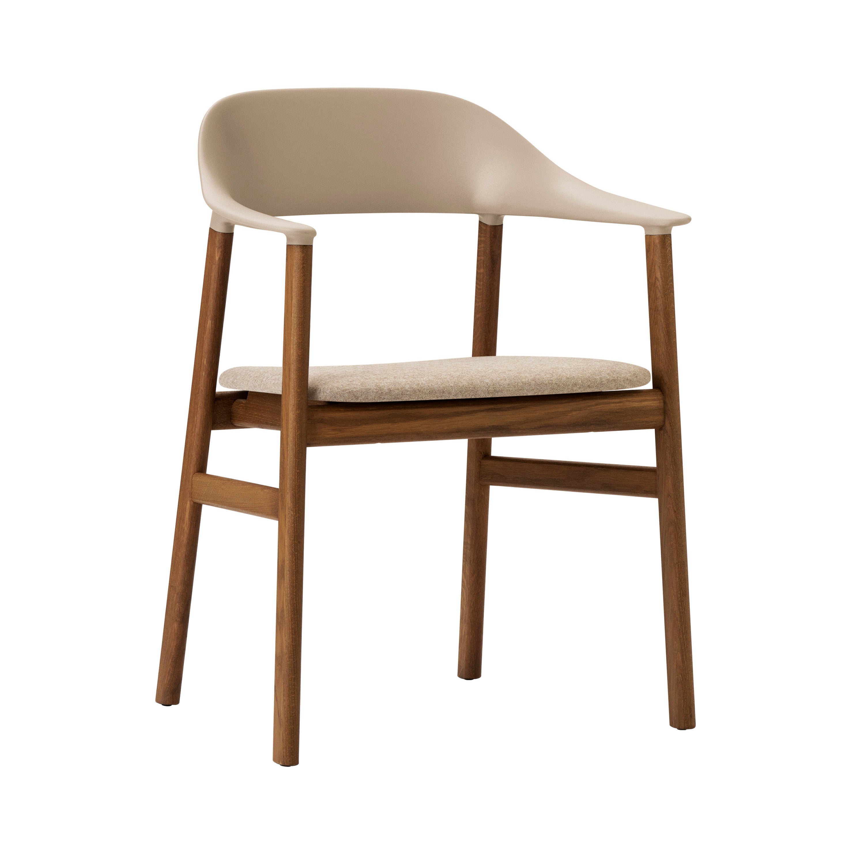 Herit Armchair: Upholstered + Smoked Oak + Synergy Sand