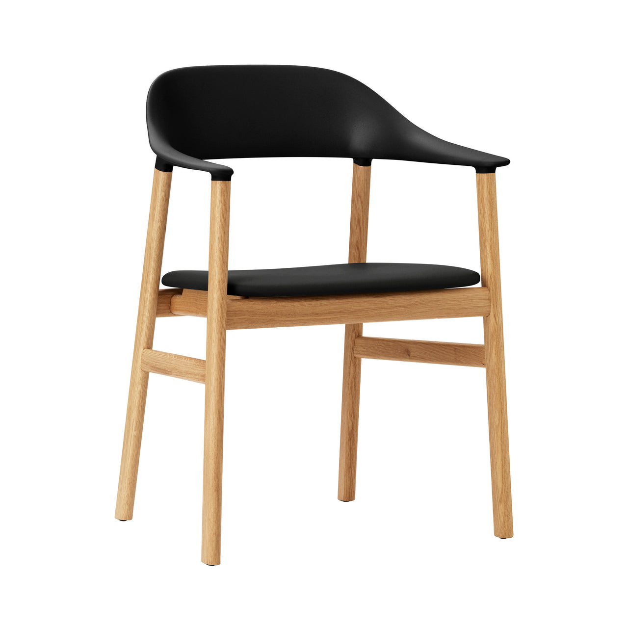 Herit Armchair: Upholstered + Spectrum Leather Black
