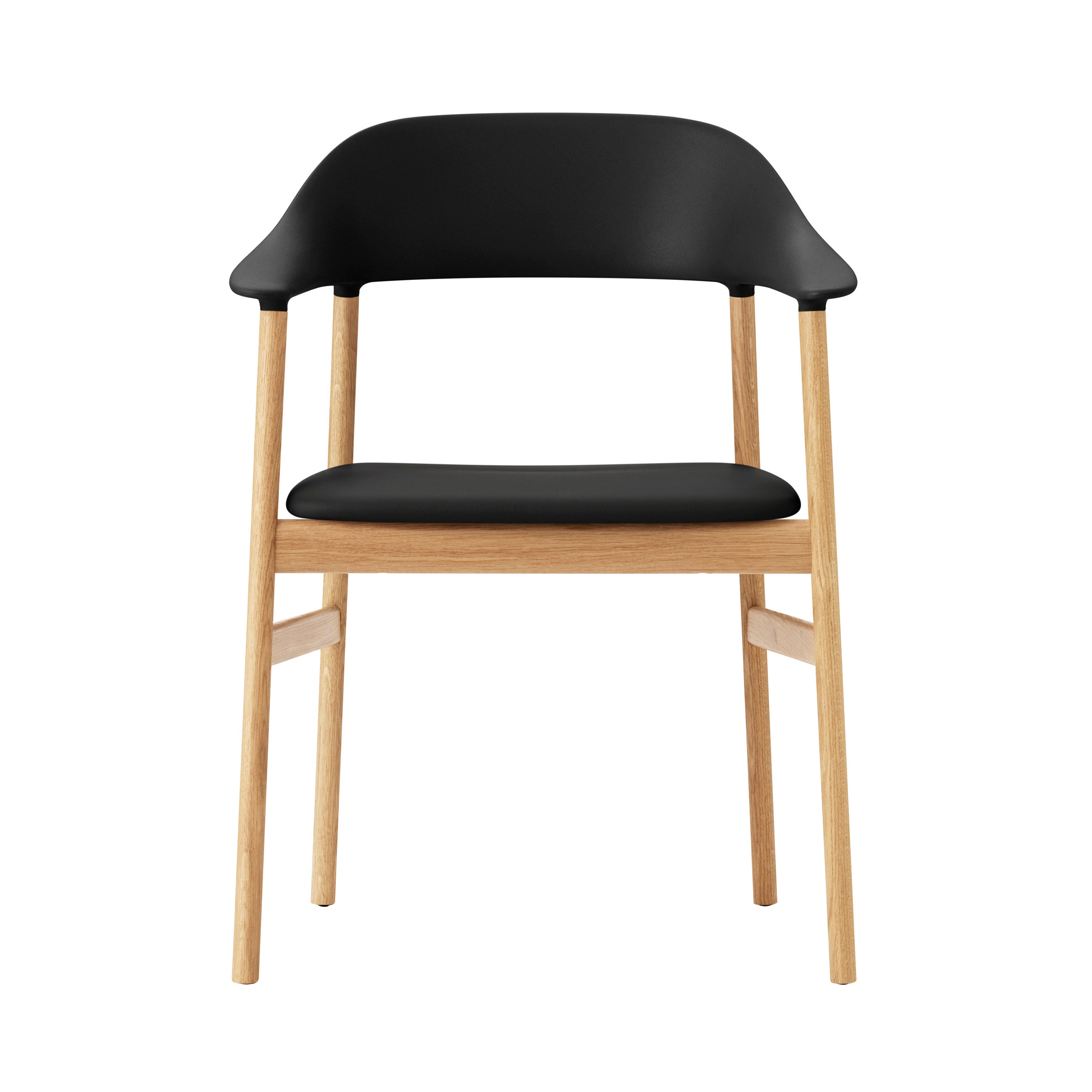 Herit Armchair: Upholstered + Oak + Black + Spectrum Leather Black
