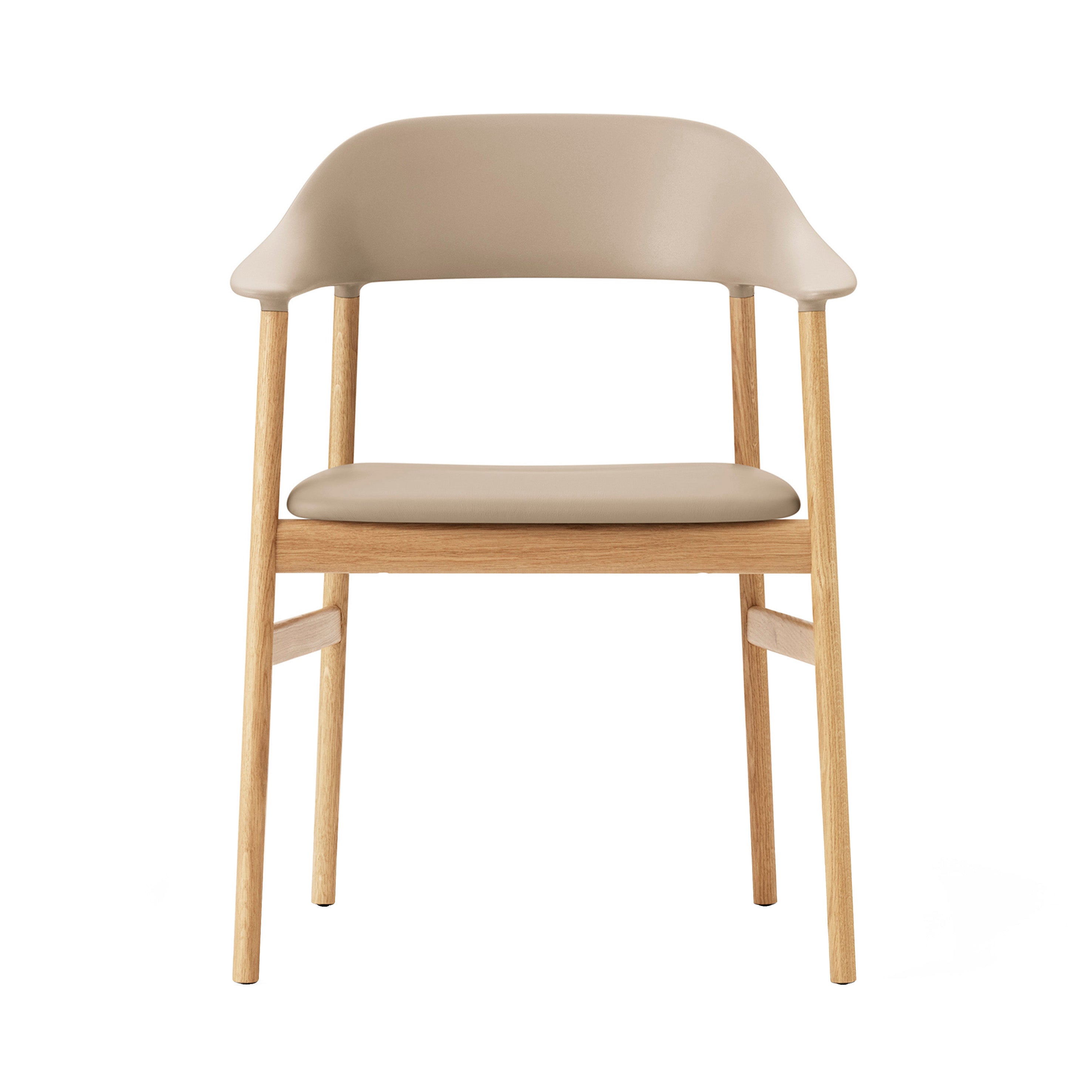 Herit Armchair: Upholstered + Oak + Sand + Spectrum Leather Sand