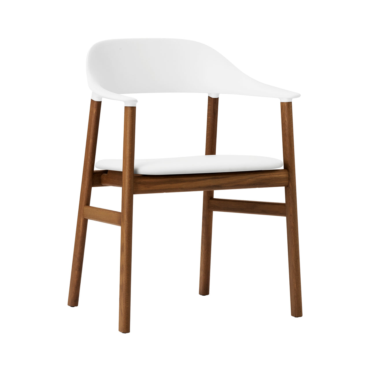 Herit Armchair: Upholstered + Smoked Oak + Spectrum Leather White