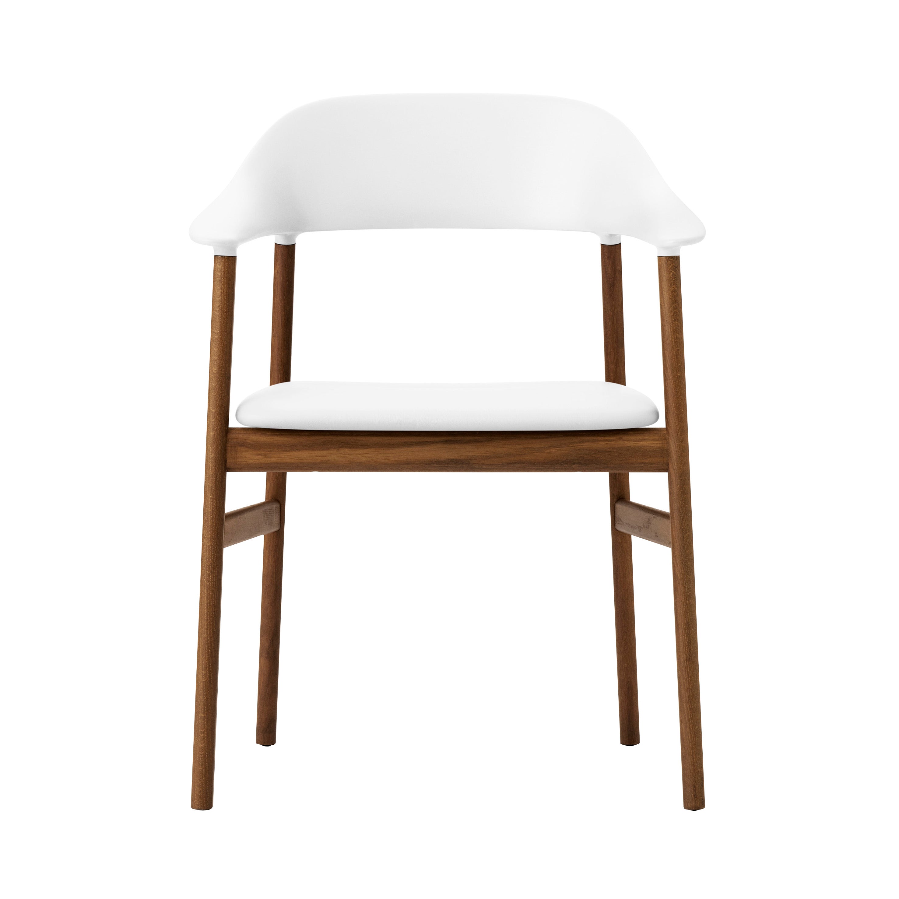 Herit Armchair: Upholstered + Smoked Oak + White + Spectrum Leather White