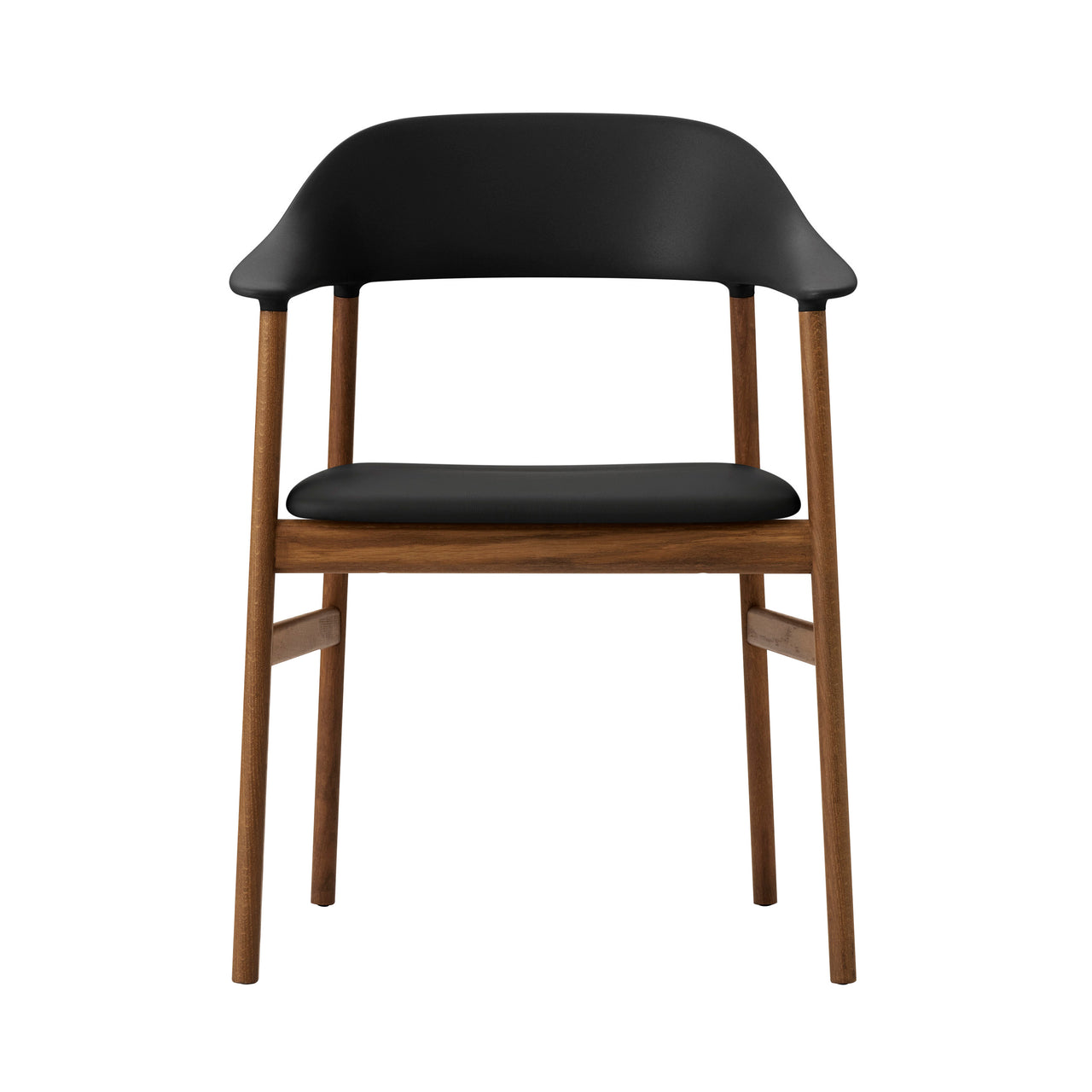 Herit Armchair: Upholstered + Smoked Oak + Black + Spectrum Leather Black