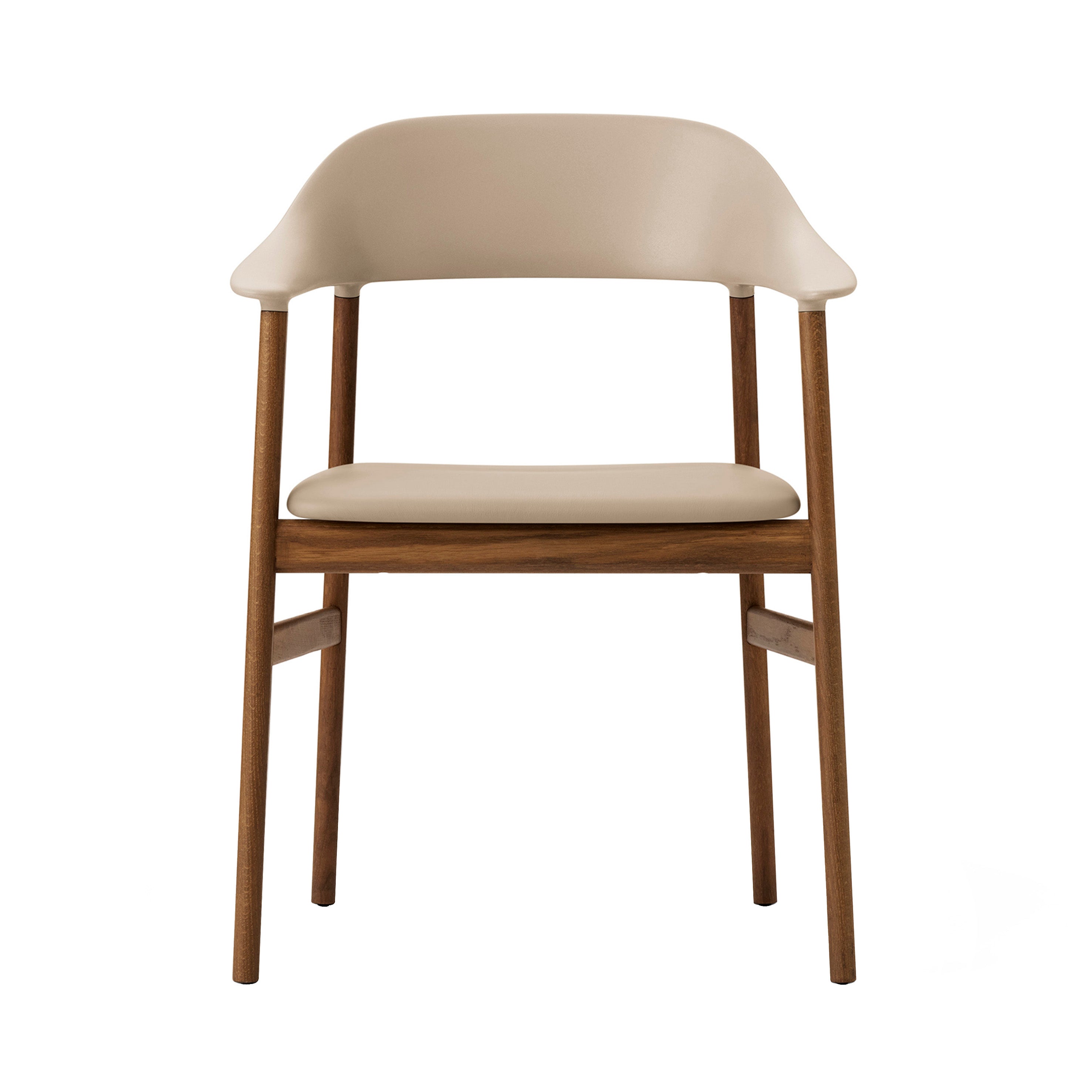 Herit Armchair: Upholstered + Smoked Oak + Sand + Spectrum Leather Sand