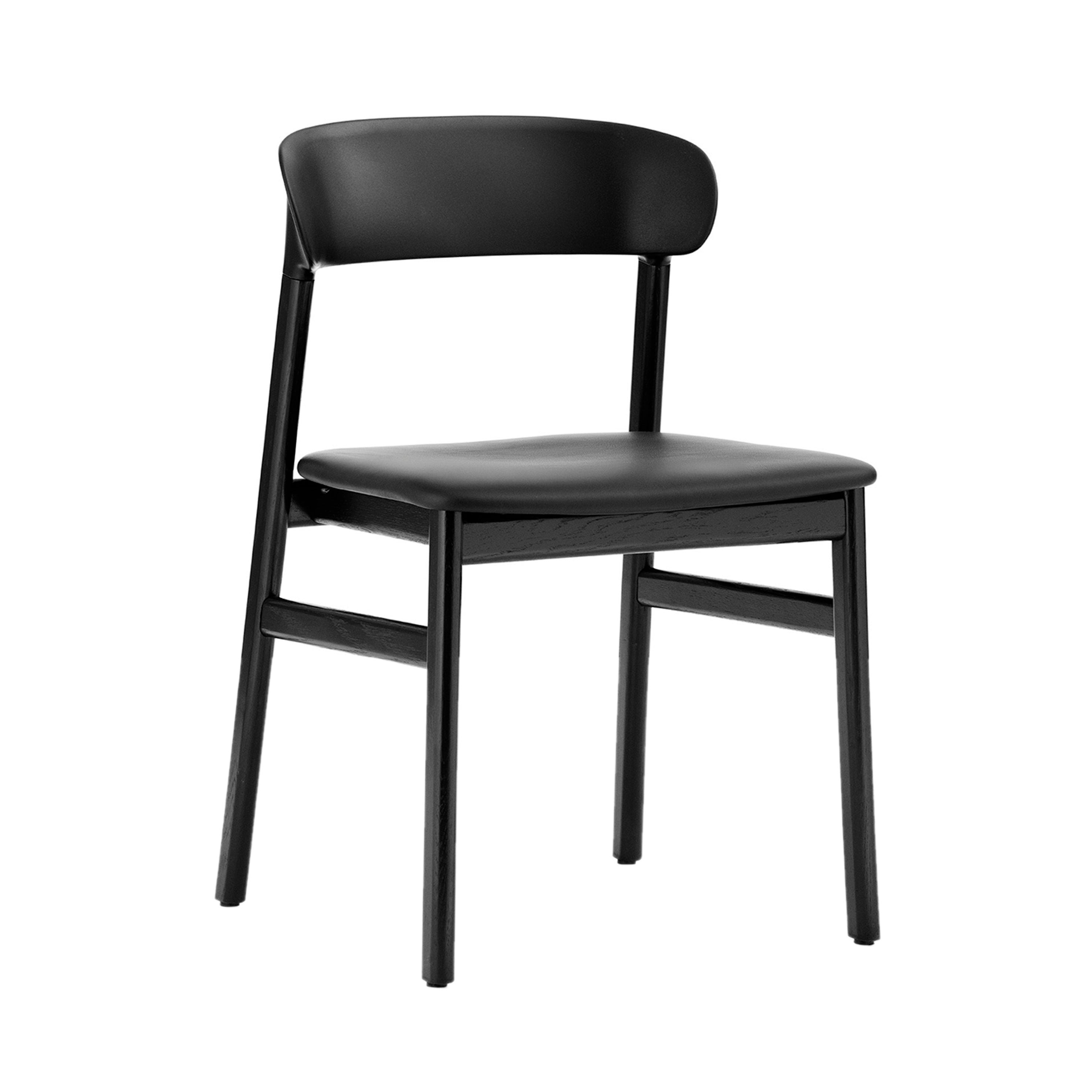 Herit Chair: Upholstered + Black Oak + Spectrum Leather Black