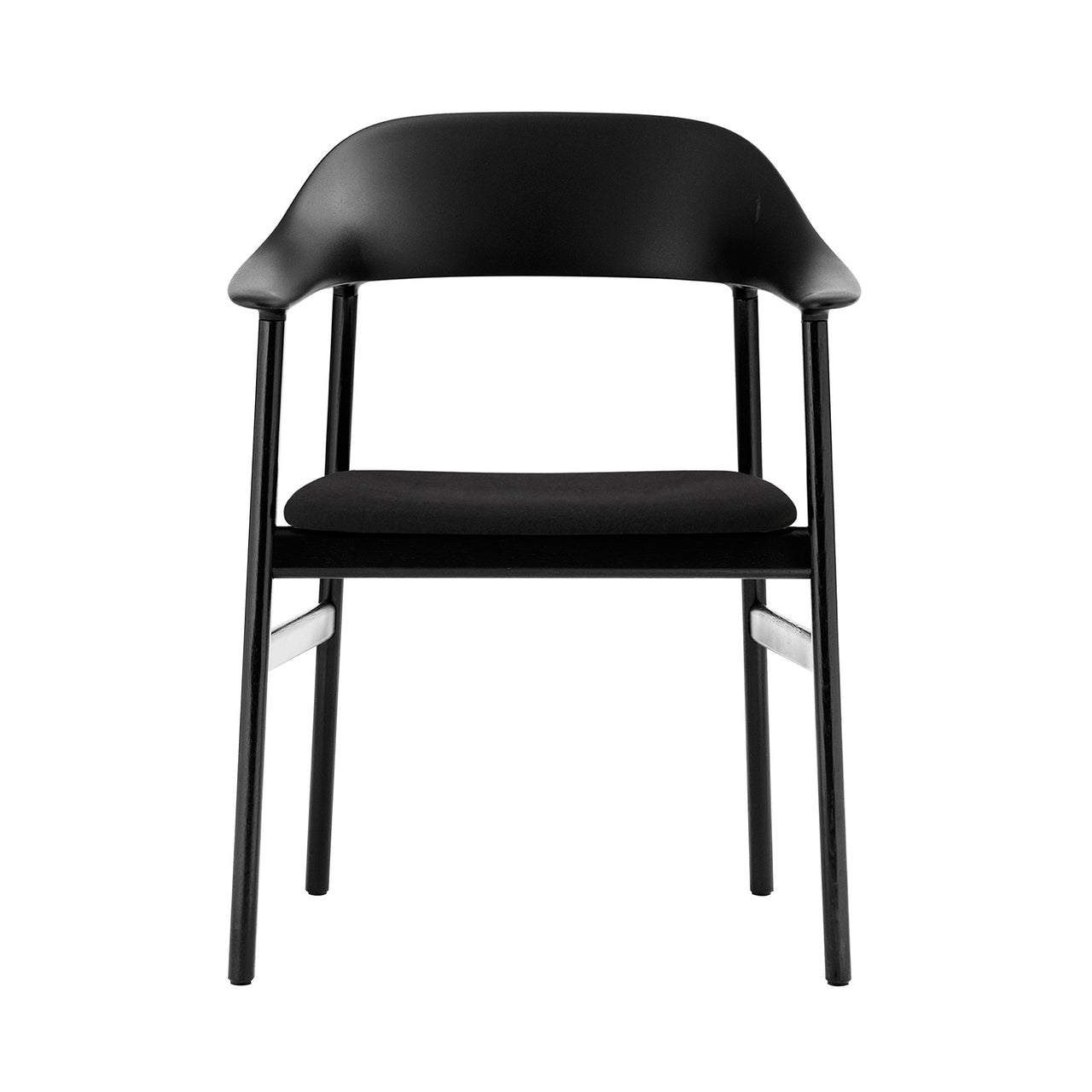 Herit Armchair: Upholstered + Black Oak + Black + Synergy Black