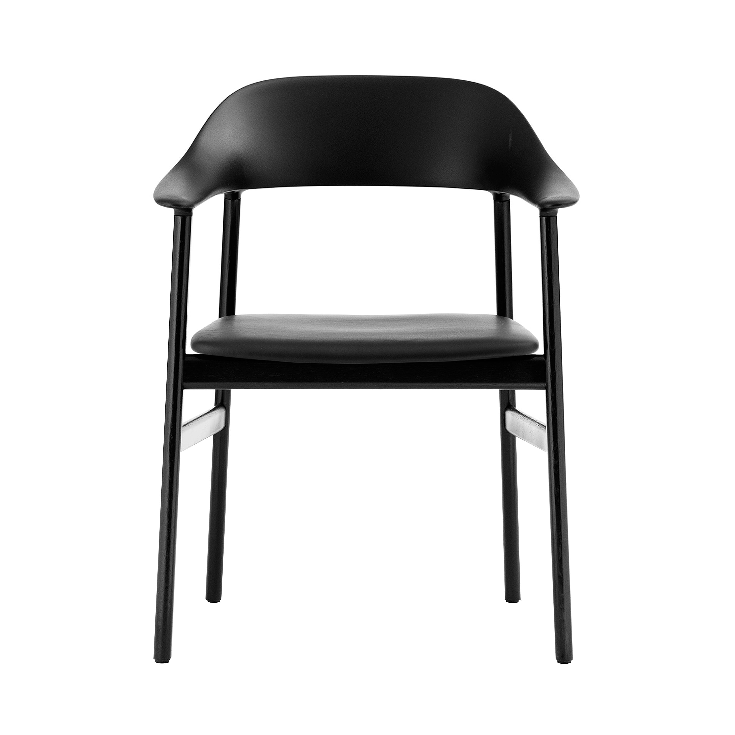 Herit Armchair: Upholstered + Black Oak + Black + Spectrum Leather Black
