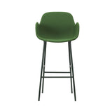 Form Bar Chair: Steel Base + Upholstered + With Arm + Green