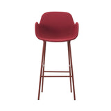 Form Bar Chair: Steel Base + Upholstered + With Arm + Red