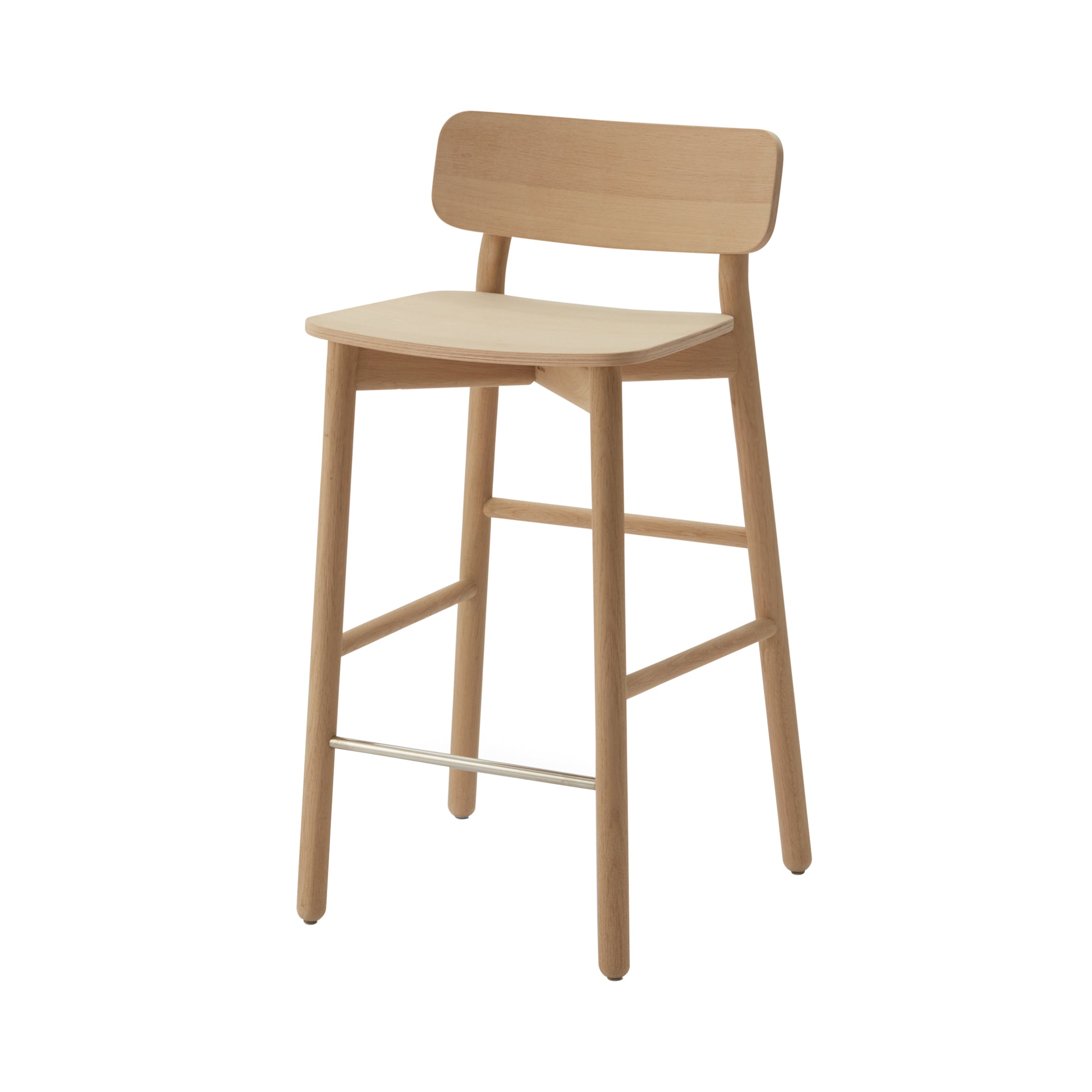 Hven Bar Stool: Stainless Steel Oak + Without Cushion