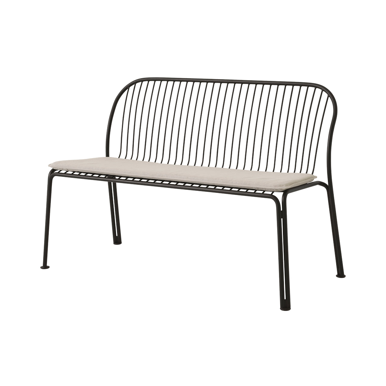 Thorvald SC111 Outdoor Dining Bench with Seatpad: Warm Black + With Heritage Papyrus