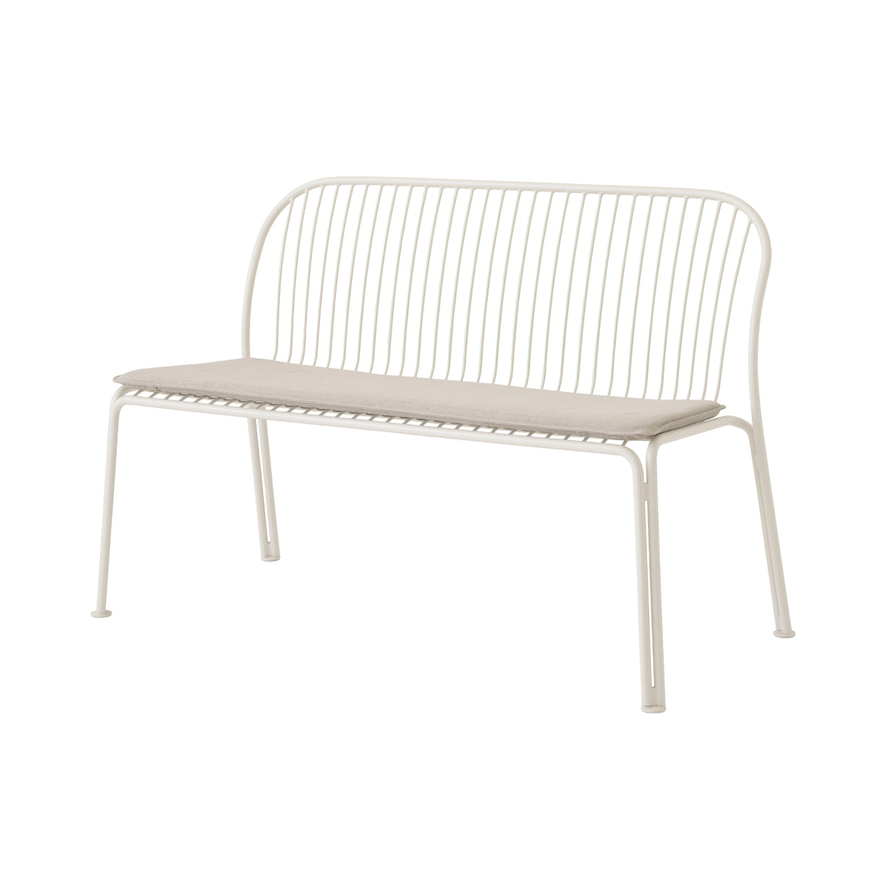Thorvald SC111 Outdoor Dining Bench with Seatpad: Ivory + With Heritage Papyrus