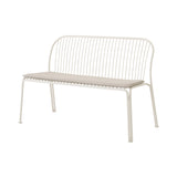Thorvald SC111 Outdoor Dining Bench with Seatpad: Ivory + With Heritage Papyrus