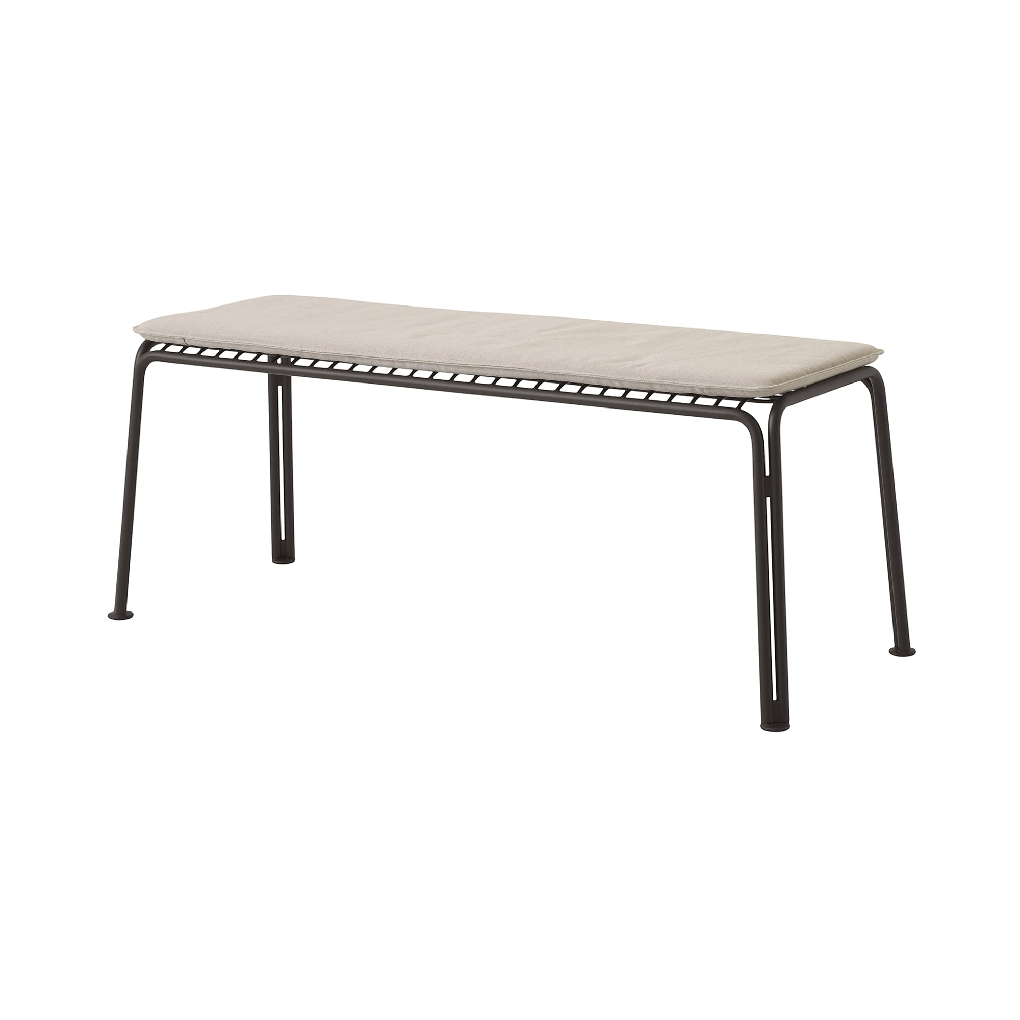 Thorvald SC112 Outdoor Bench with Seatpad: Warm Black + Heritage Papyrus