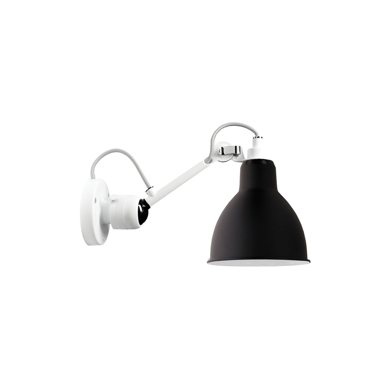 Lampe Gras N°304 Lamp: White + Black + Round