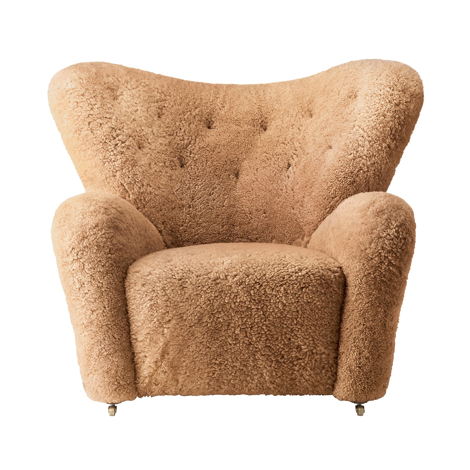 The Tired Man Lounge Chair: Without Footstool + Dark Stained Oak + Sheepskin Honey