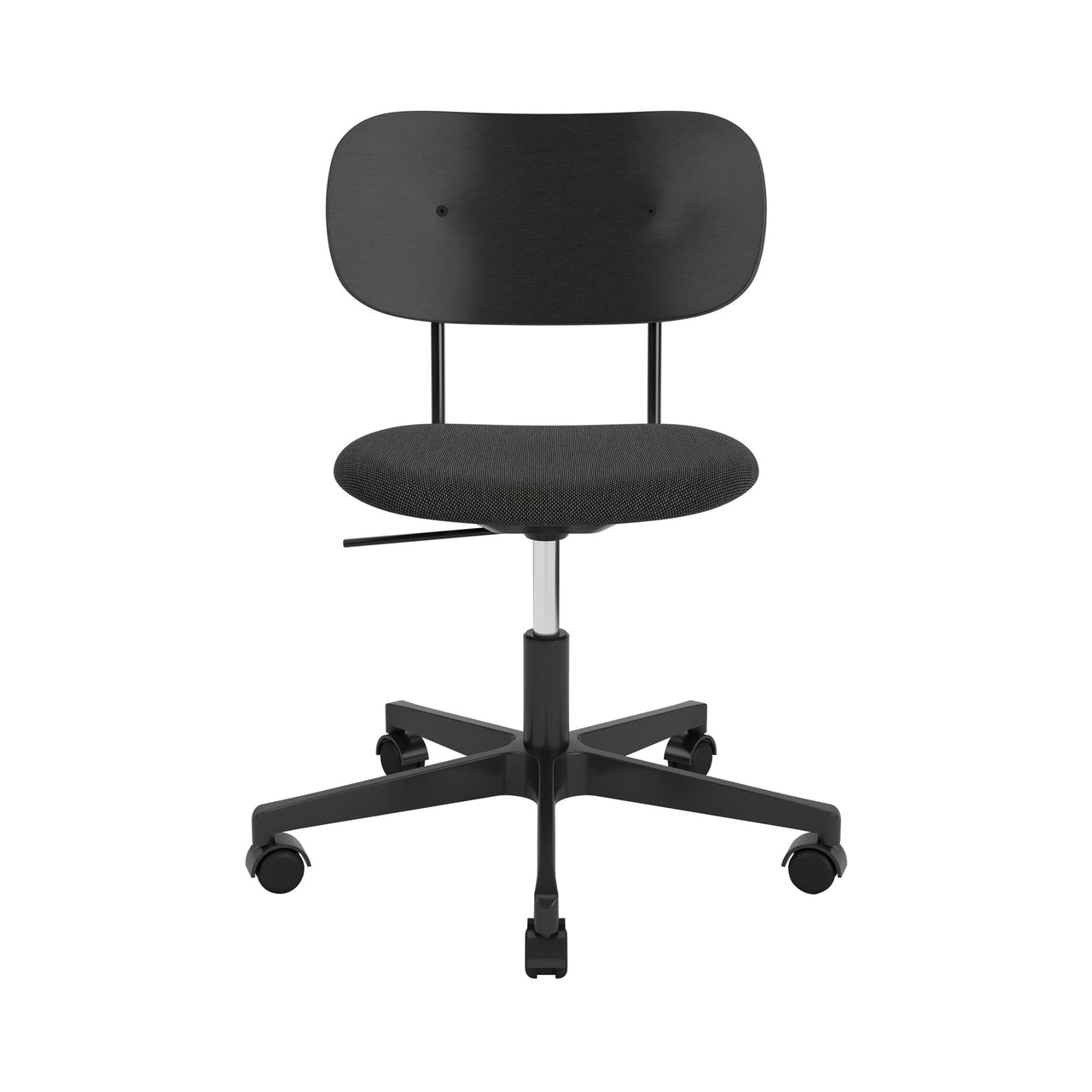 Co Task Chair with Castors: Seat Upholstered + Black Aluminum + Black Oak + Textile Category 2