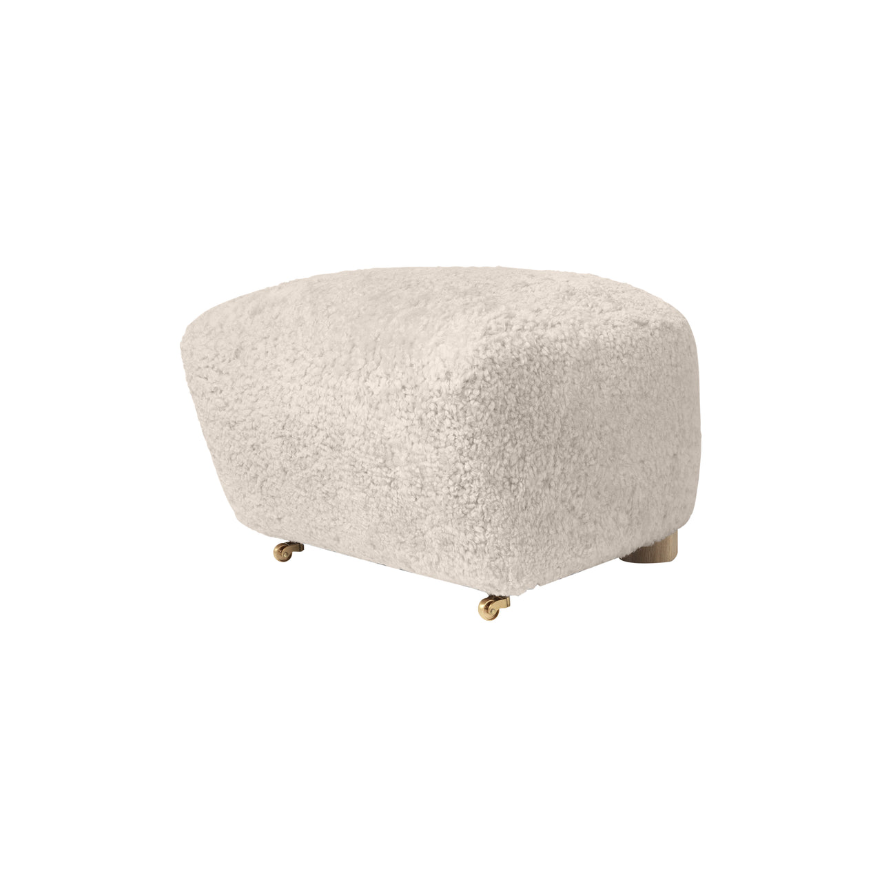 The Tired Man Footstool: Natural Oak + Sheepskin Moonlight