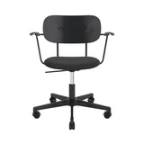 Co Task Armchair with Casters: Seat Upholstered + Black Aluminum + Black Oak