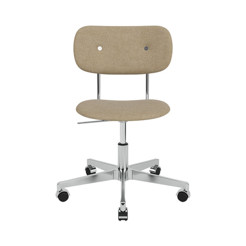 Co Task Chair with Casters: Fully Upholstered + Polished Aluminum + Boucle 02
