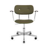 Co Task Armchair with Casters: Fully Upholstered + Polished  Aluminum + Dark Stained Oak + Sierra 0441