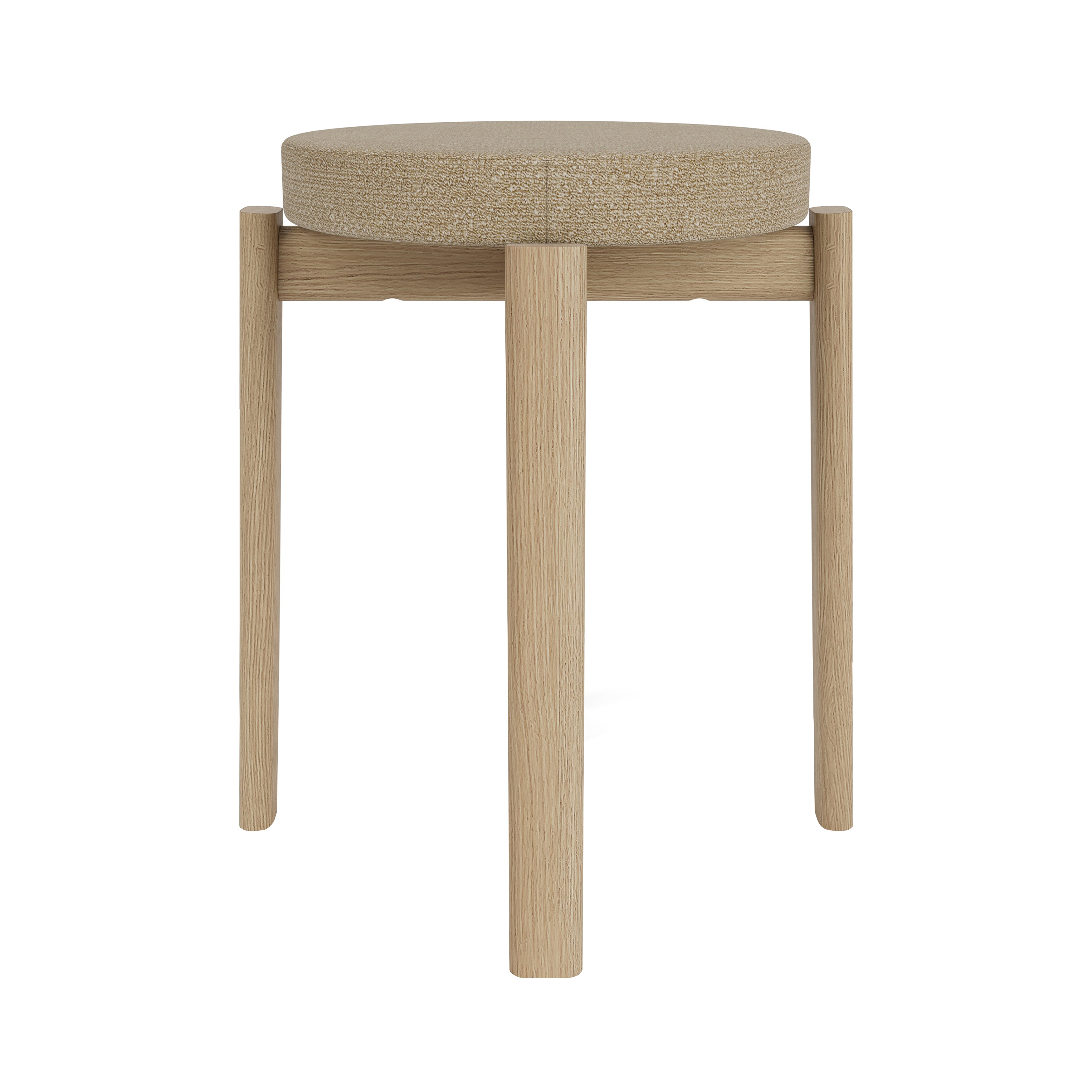 Passage Stool: Upholstered + Natural Oak + Boucle 02