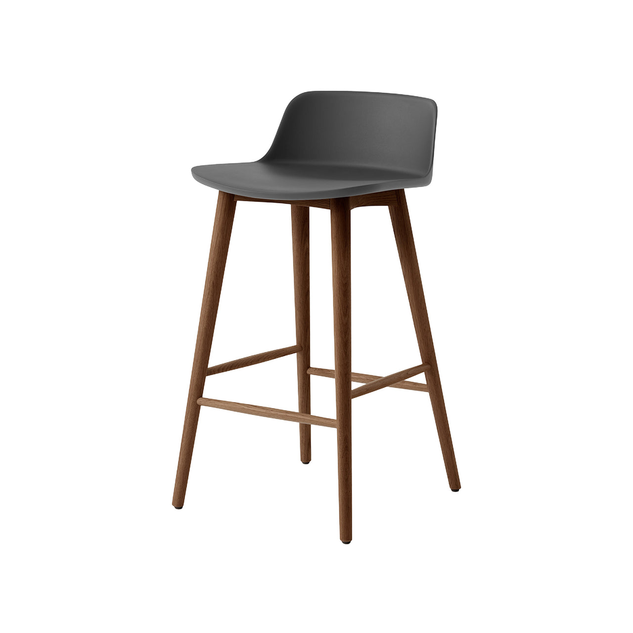 Rely Bar + Counter Lowback Chair: HW123 + HW118 + Counter (HW118) + Stone Grey + Walnut