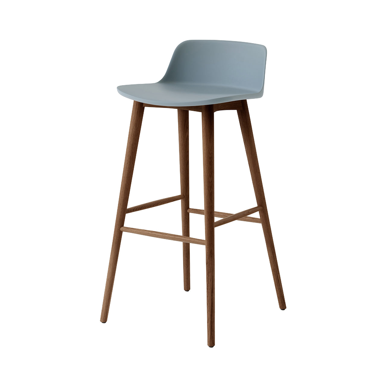 Rely Bar + Counter Lowback Chair: HW123 + HW118 + Bar (HW123) + Light Blue + Walnut