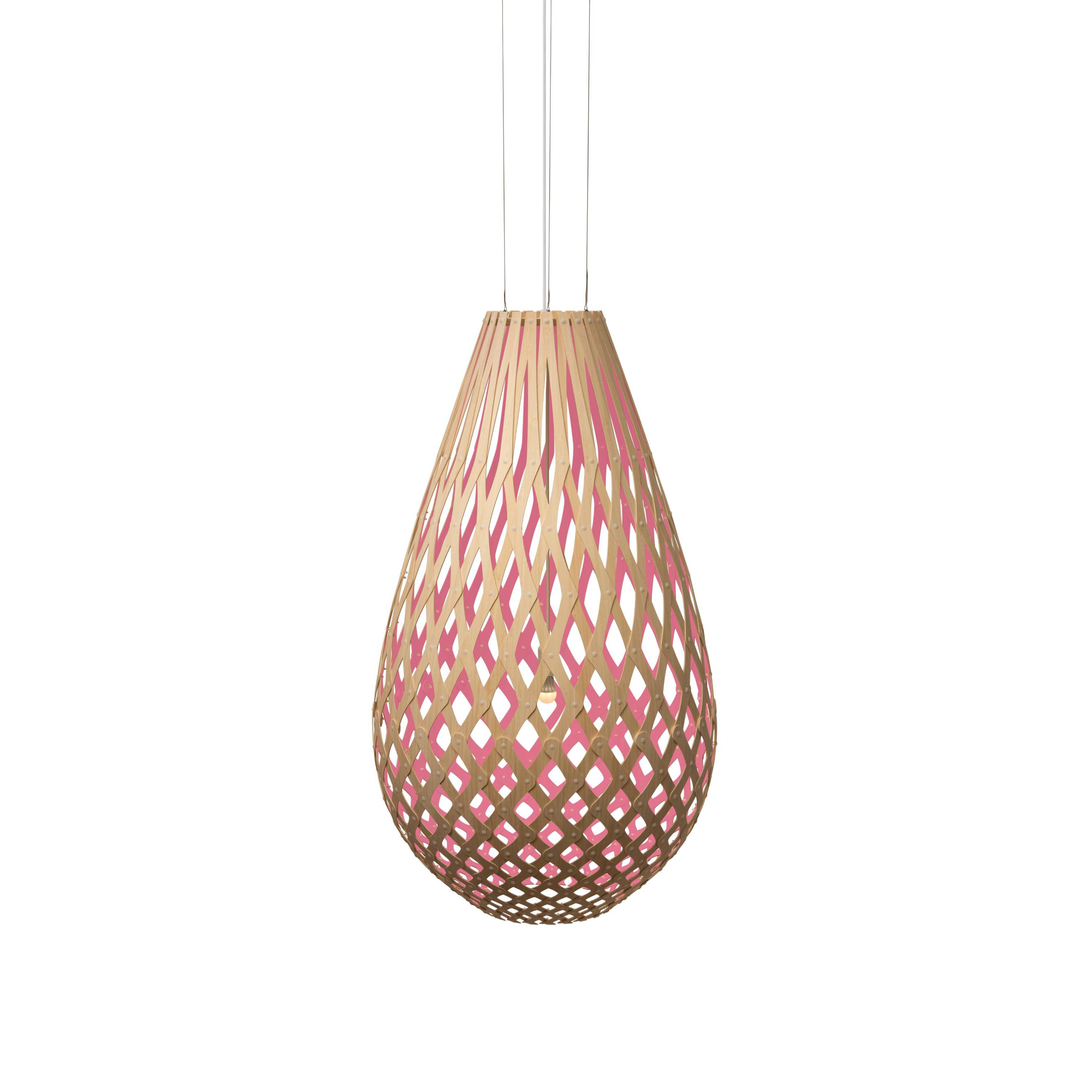 Kōura Pendant Light: Large + Bamboo + Pink + White