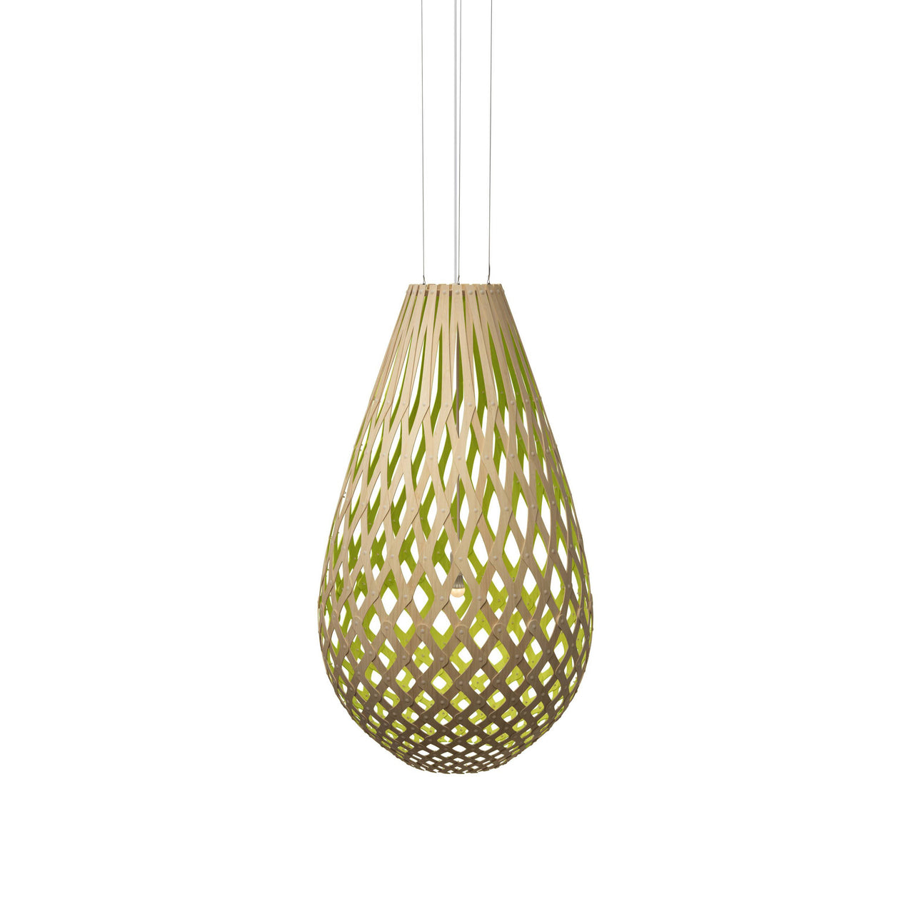 Koura Pendant Light: Extra Large + Bamboo + Lime + White