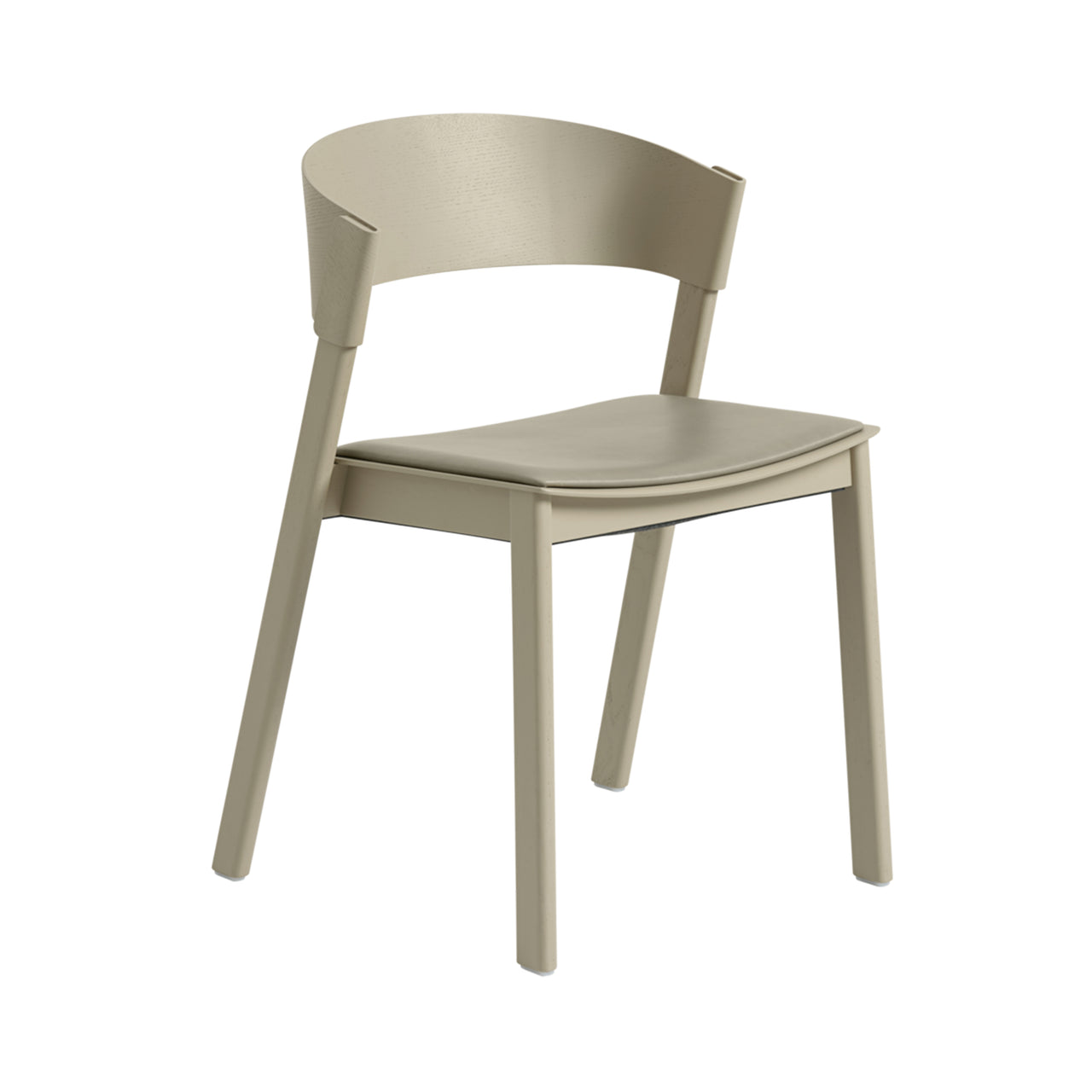 Cover Side Chair: Upholstered + Dark Beige + Stone Refined Leather