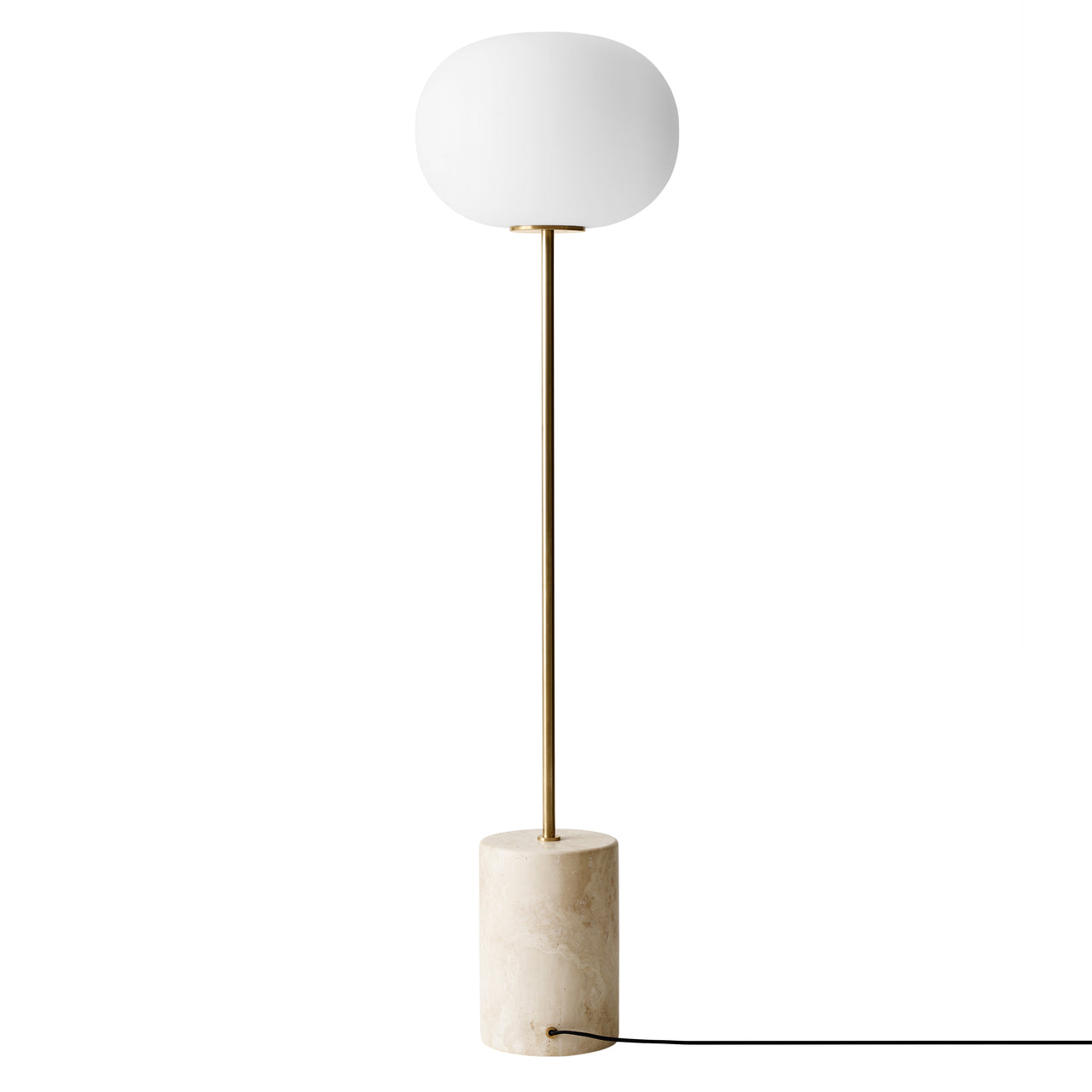 JWDA Floor Lamp: Travertine + Brushed Brass