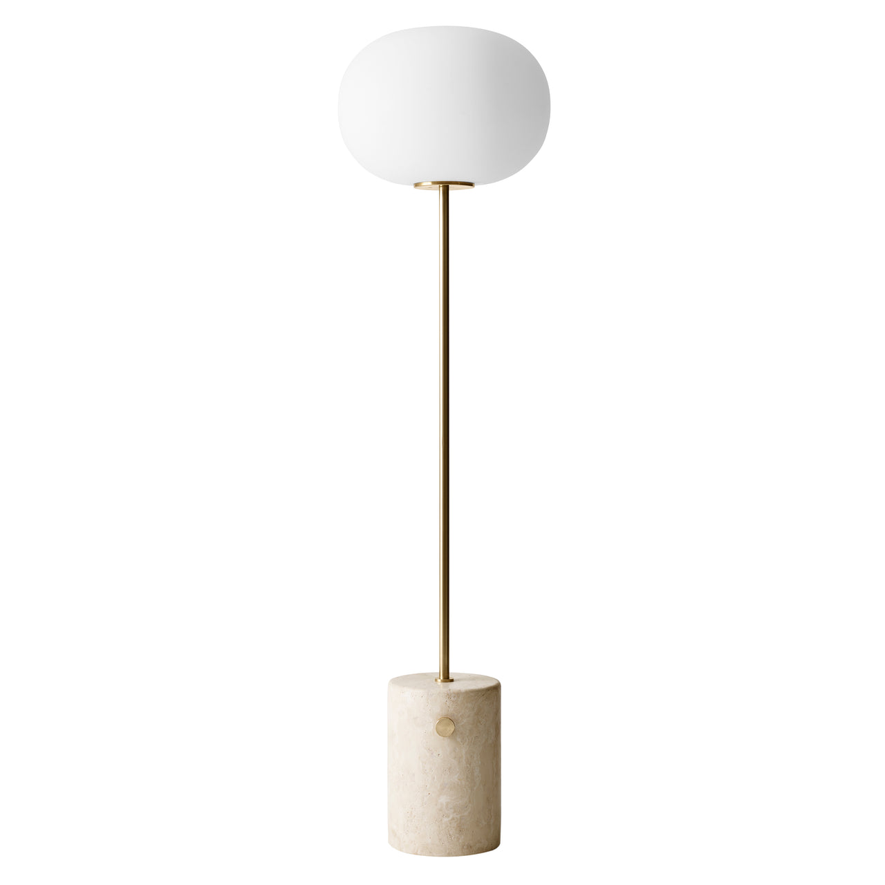 JWDA Floor Lamp: Travertine + Brushed Brass