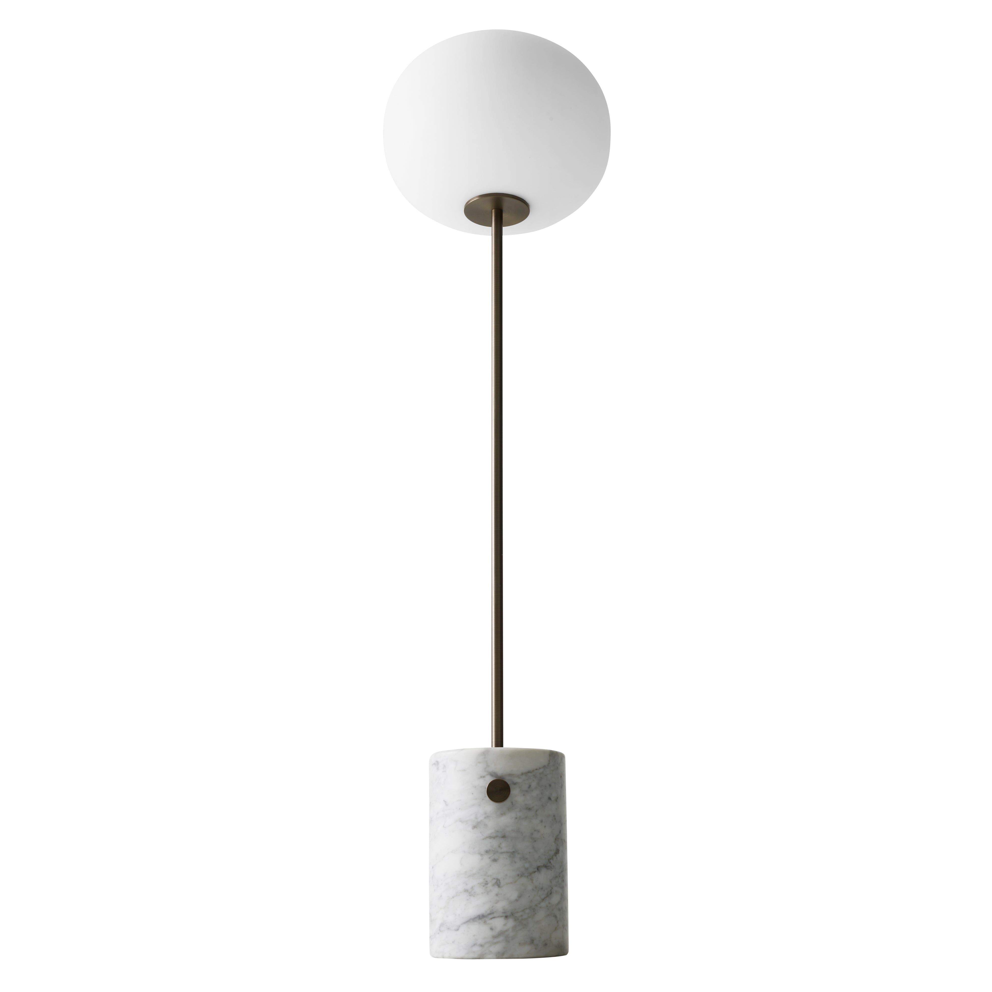 JWDA Floor Lamp: White Marble + Bronzed Brass
