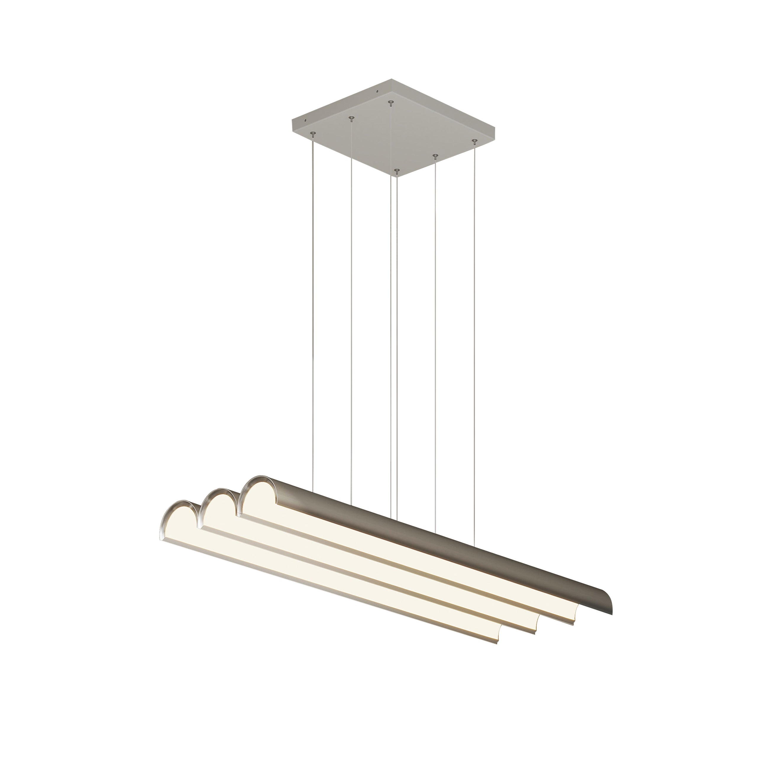 Pola. 4ft Linear Multi Pendant: 3 + Brushed Aluminum