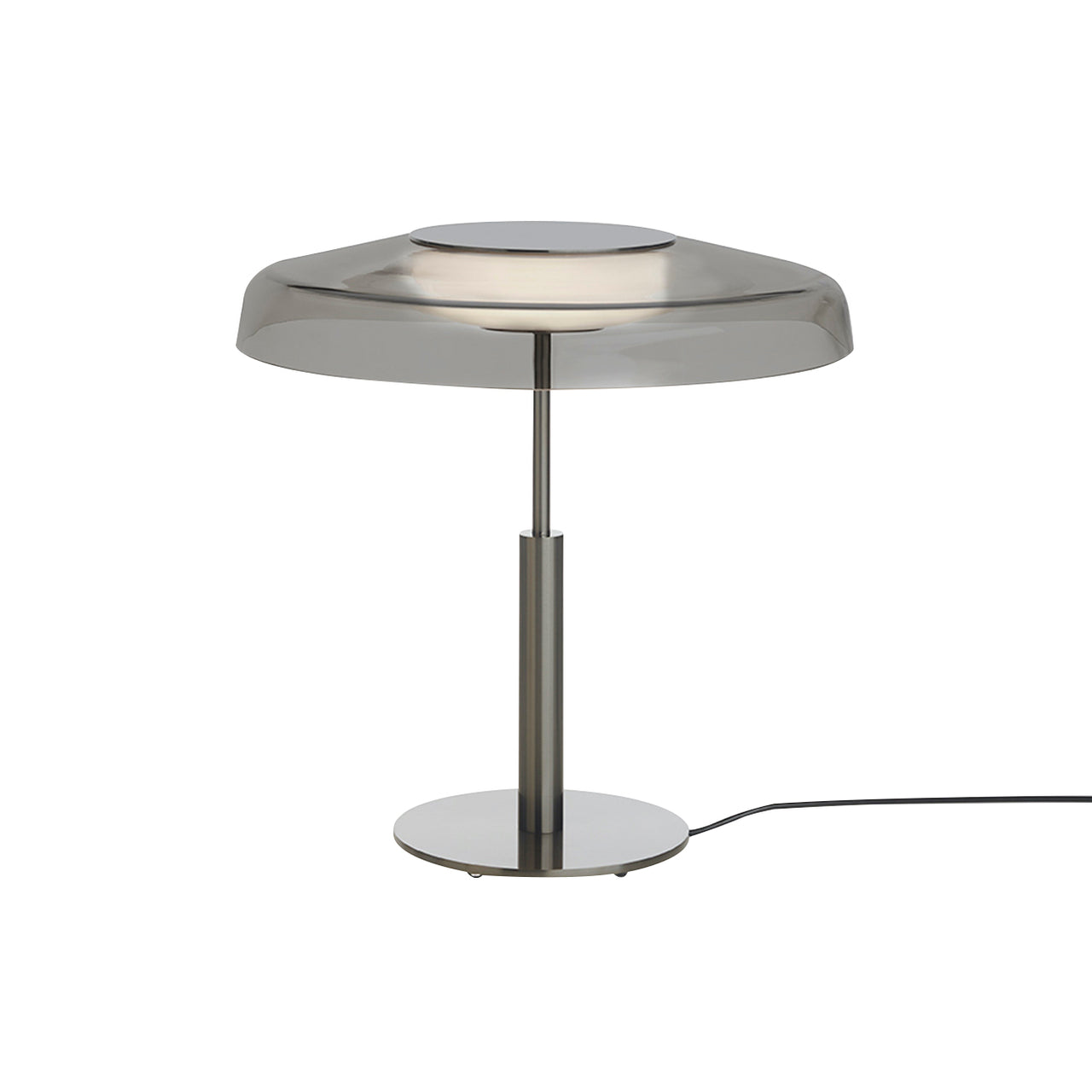 Dora Table Lamp: Satin Black Nickel + Smokey Grey
