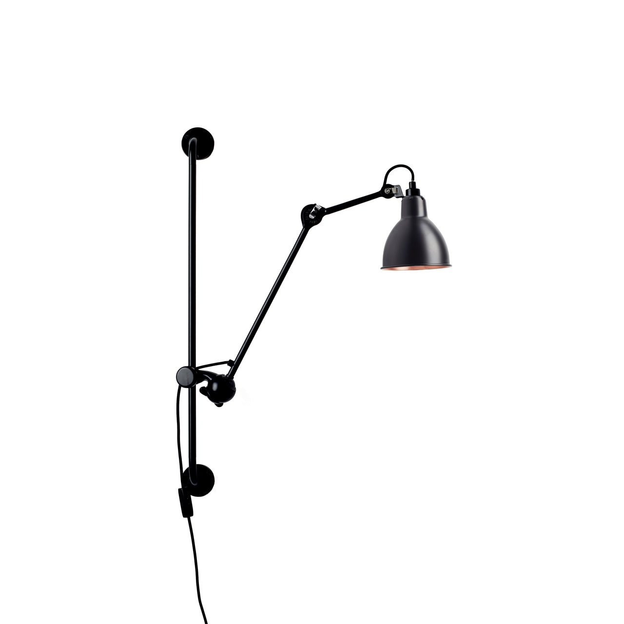 Lampe Gras N°210 Lamp: Black + Copper + Round